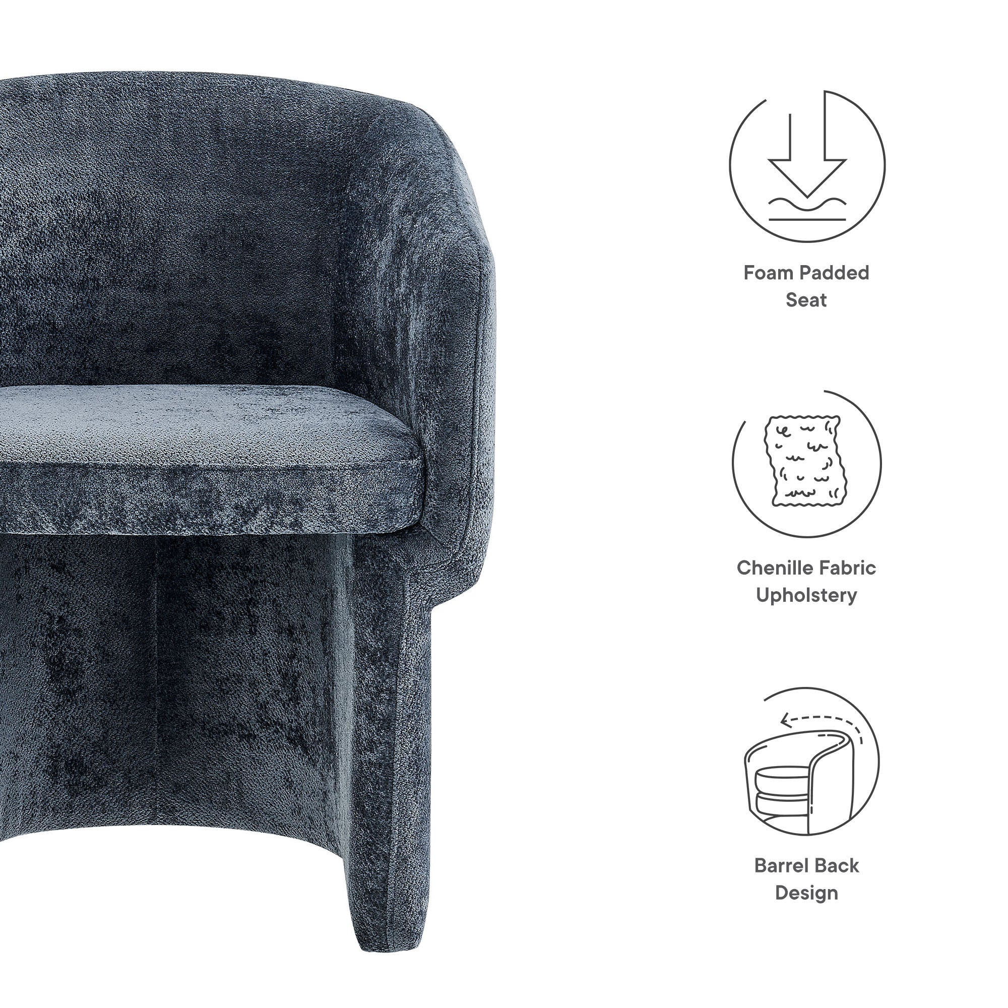 Verity Barrel Back Chenille Dining Armchair - Image 18