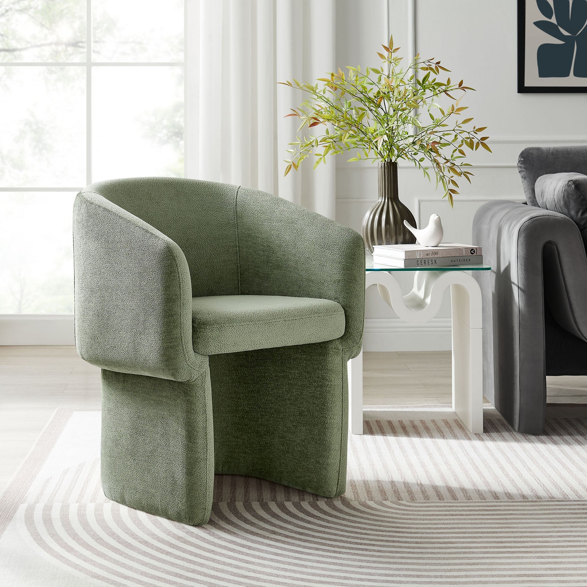 Verity Barrel Back Chenille Dining Armchair - Image 2
