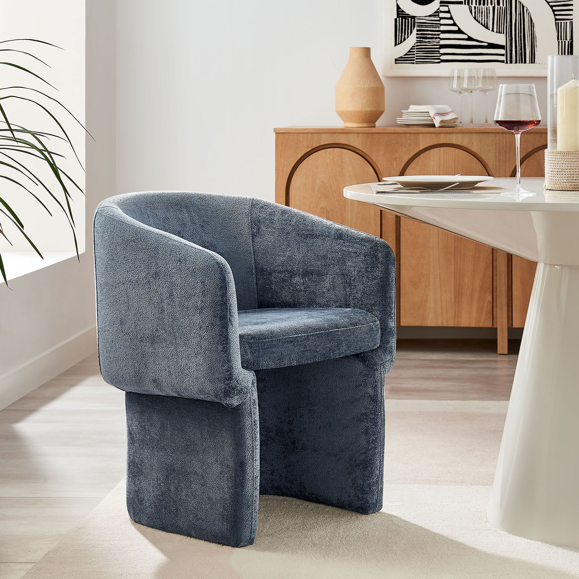 Verity Barrel Back Chenille Dining Armchair - Image 20
