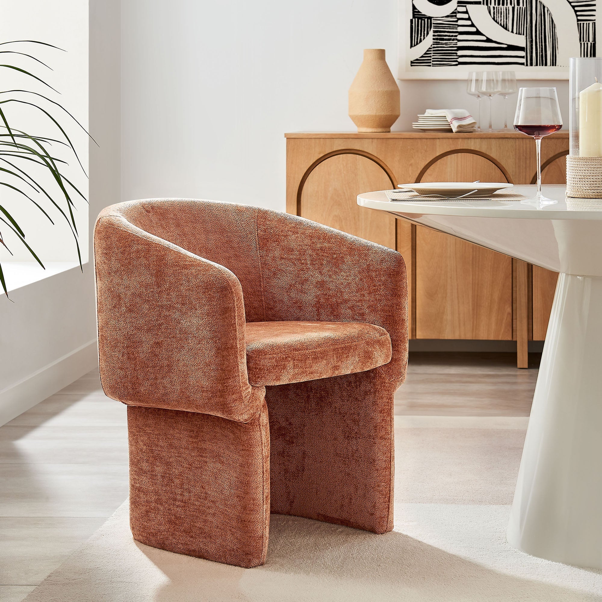 Verity Barrel Back Chenille Dining Armchair - Image 40