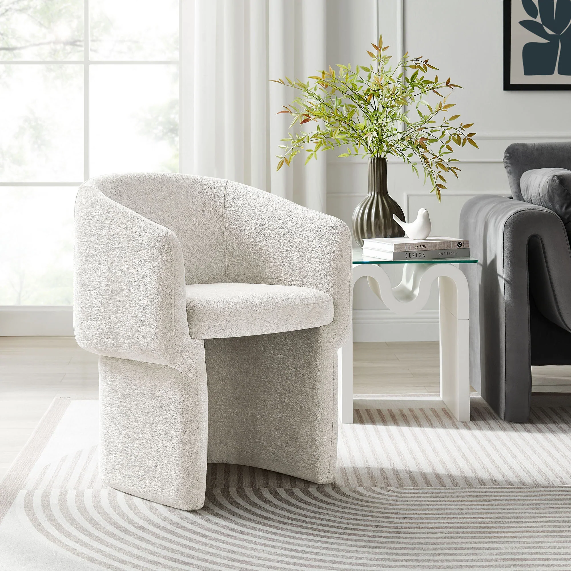 Verity Barrel Back Chenille Dining Armchair - Image 42