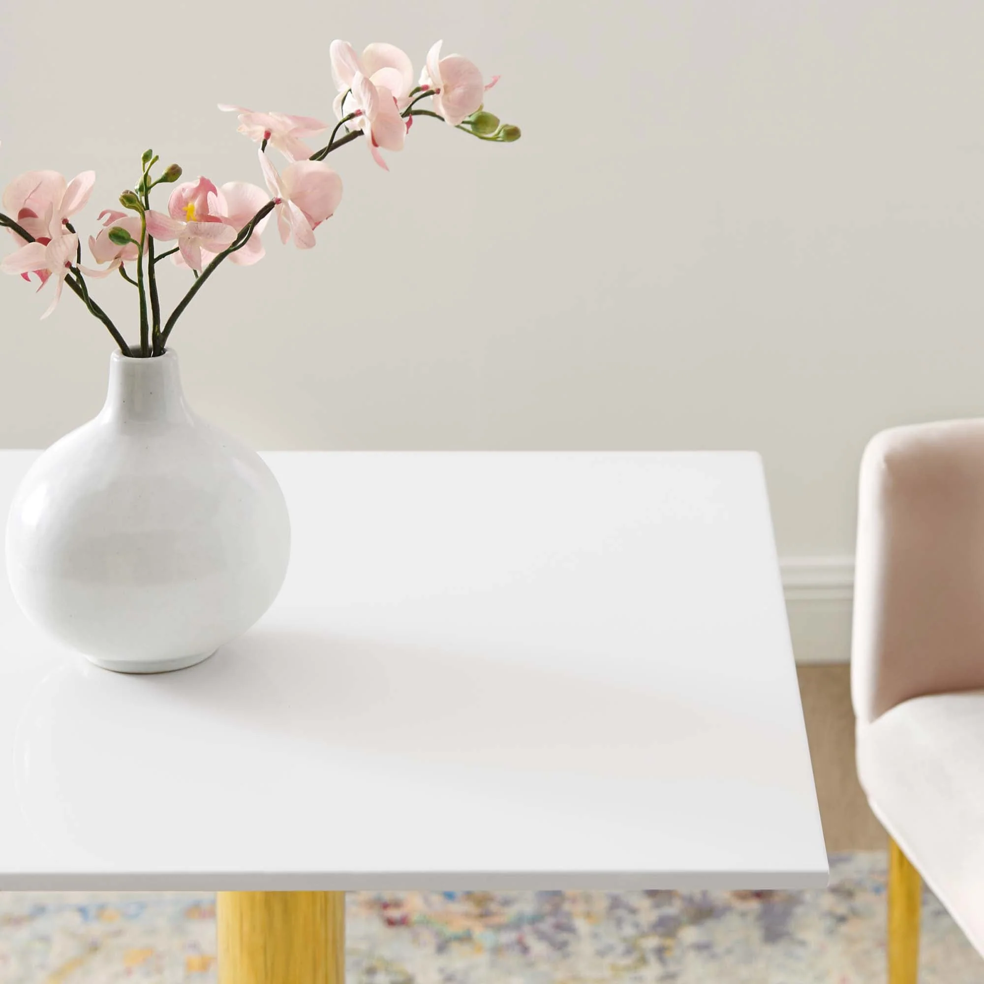 Verne 24" Square Dining Table in Gold White - Image 3
