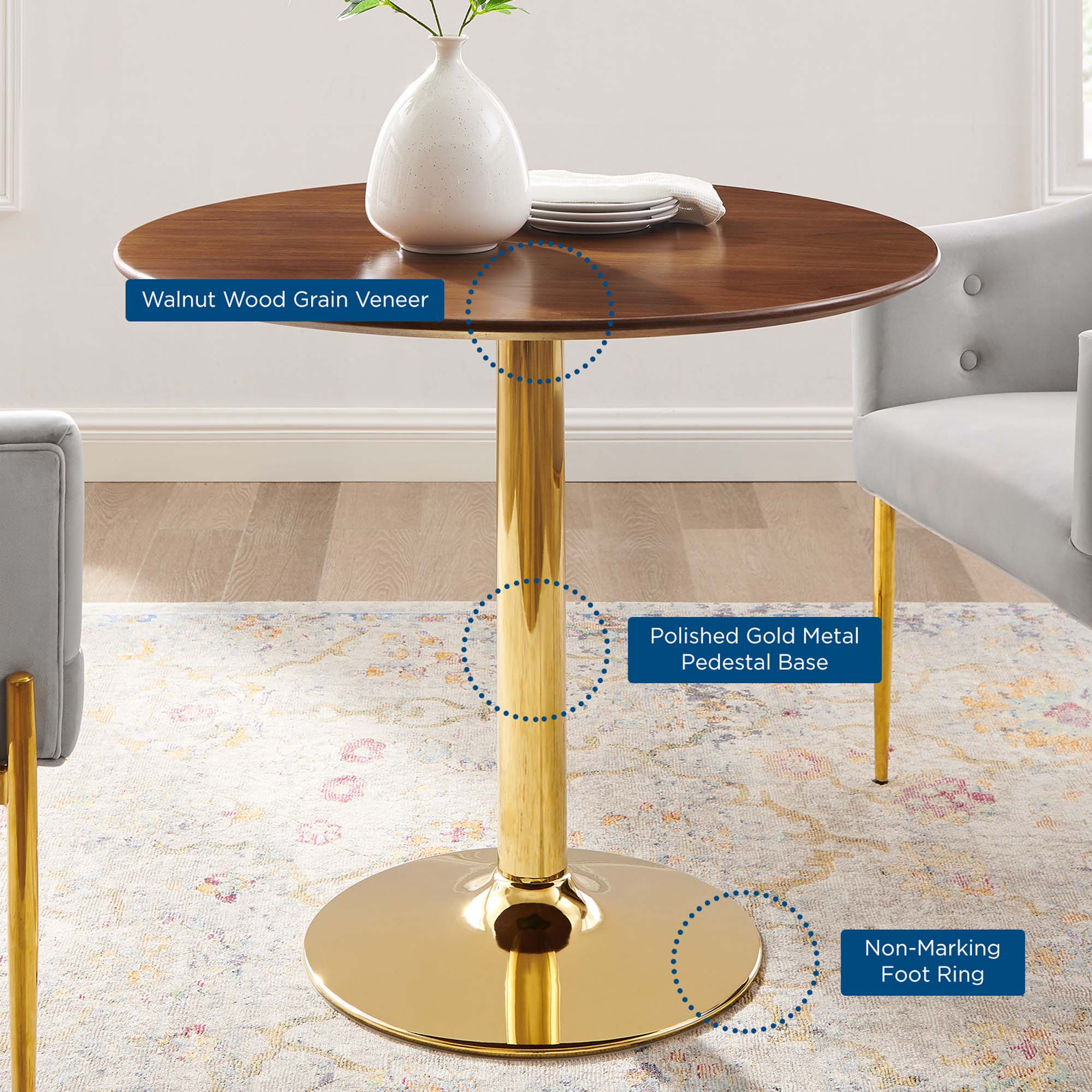 Verne 35" Dining Table in Gold Walnut - Image 6