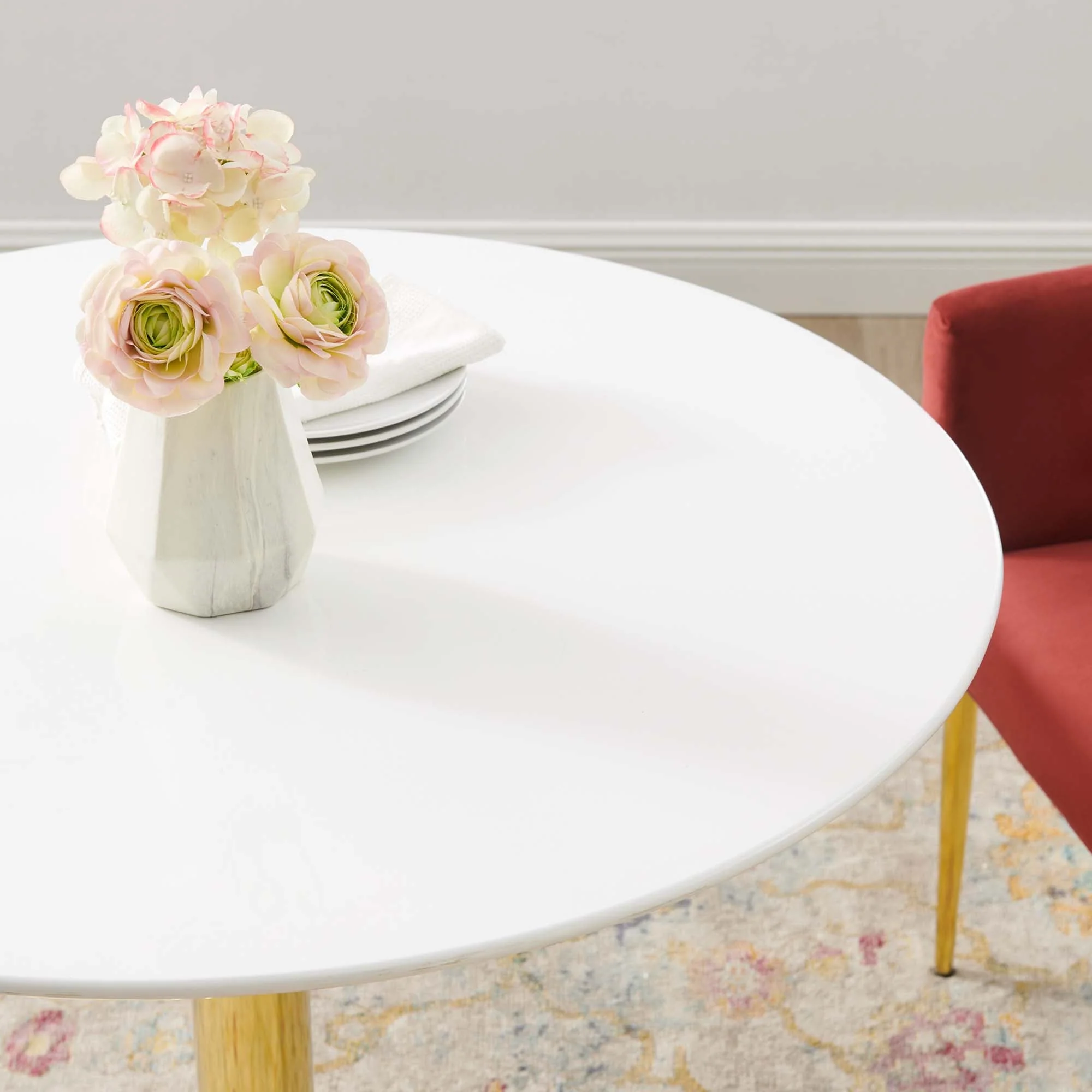 Verne 35" Dining Table in Gold White - Image 3