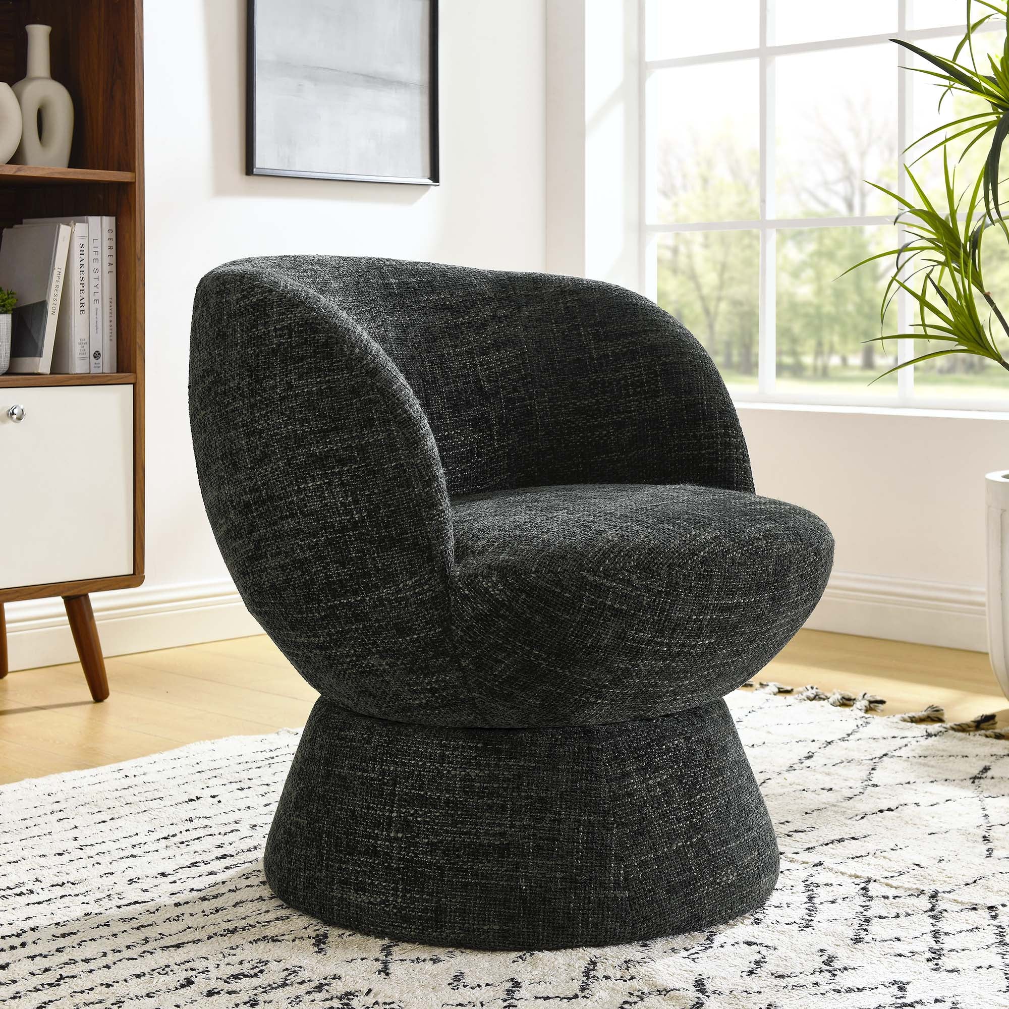 Vesta Chenille Fabric Upholstered Swivel Chair - Image 11