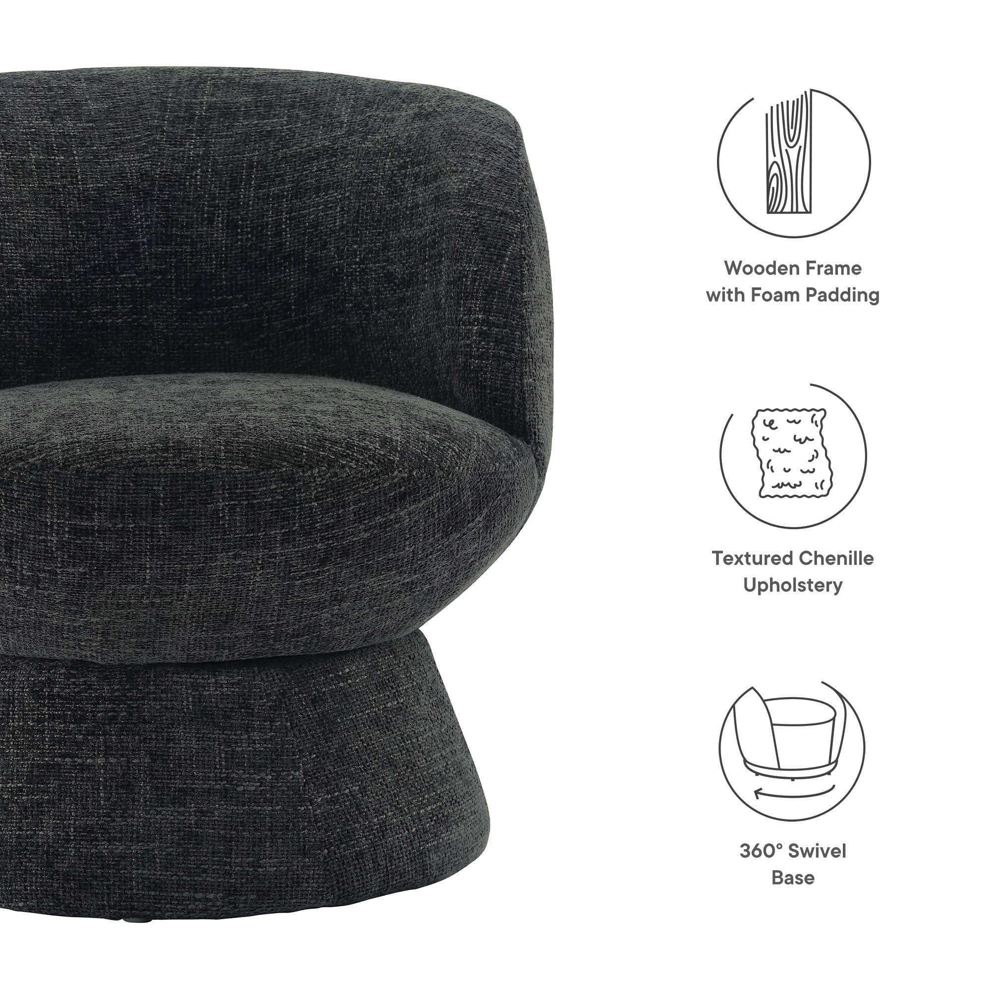 Vesta Chenille Fabric Upholstered Swivel Chair - Image 17