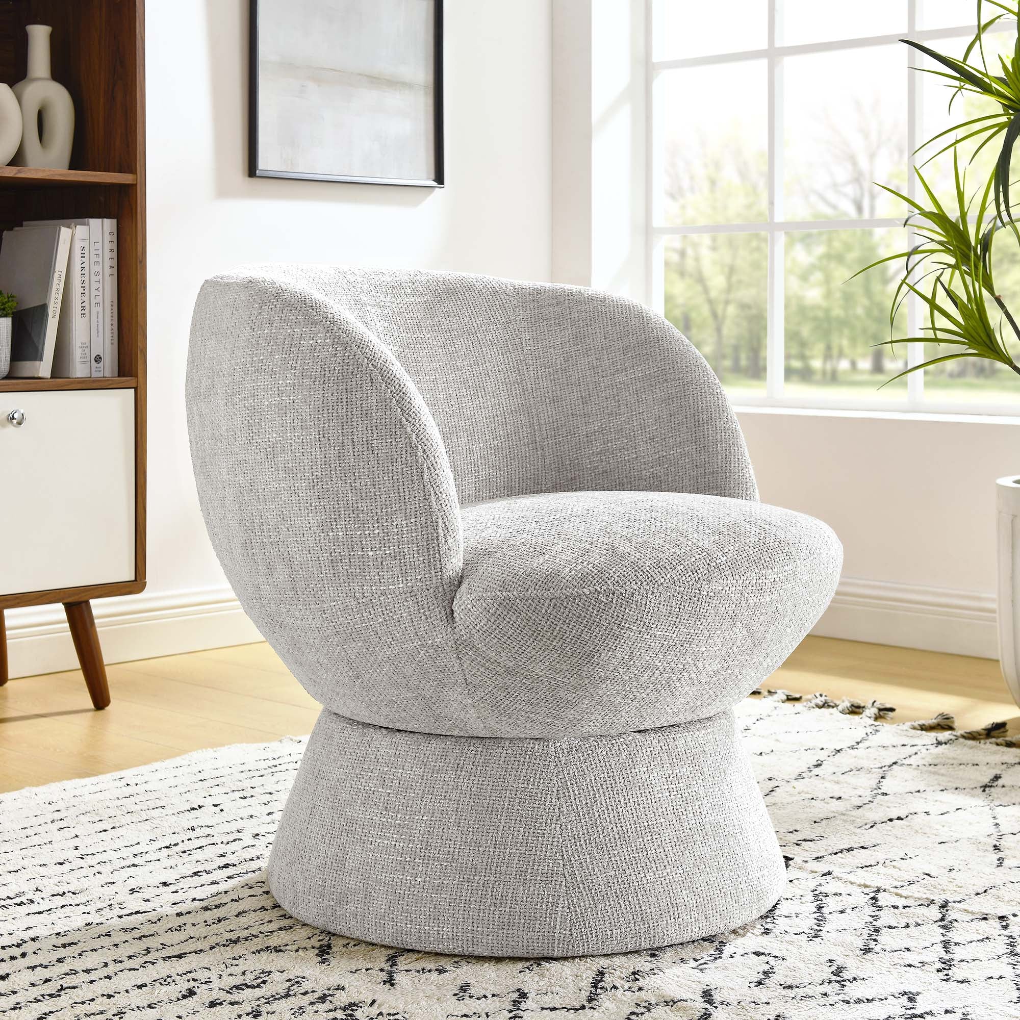 Vesta Chenille Fabric Upholstered Swivel Chair - Image 20