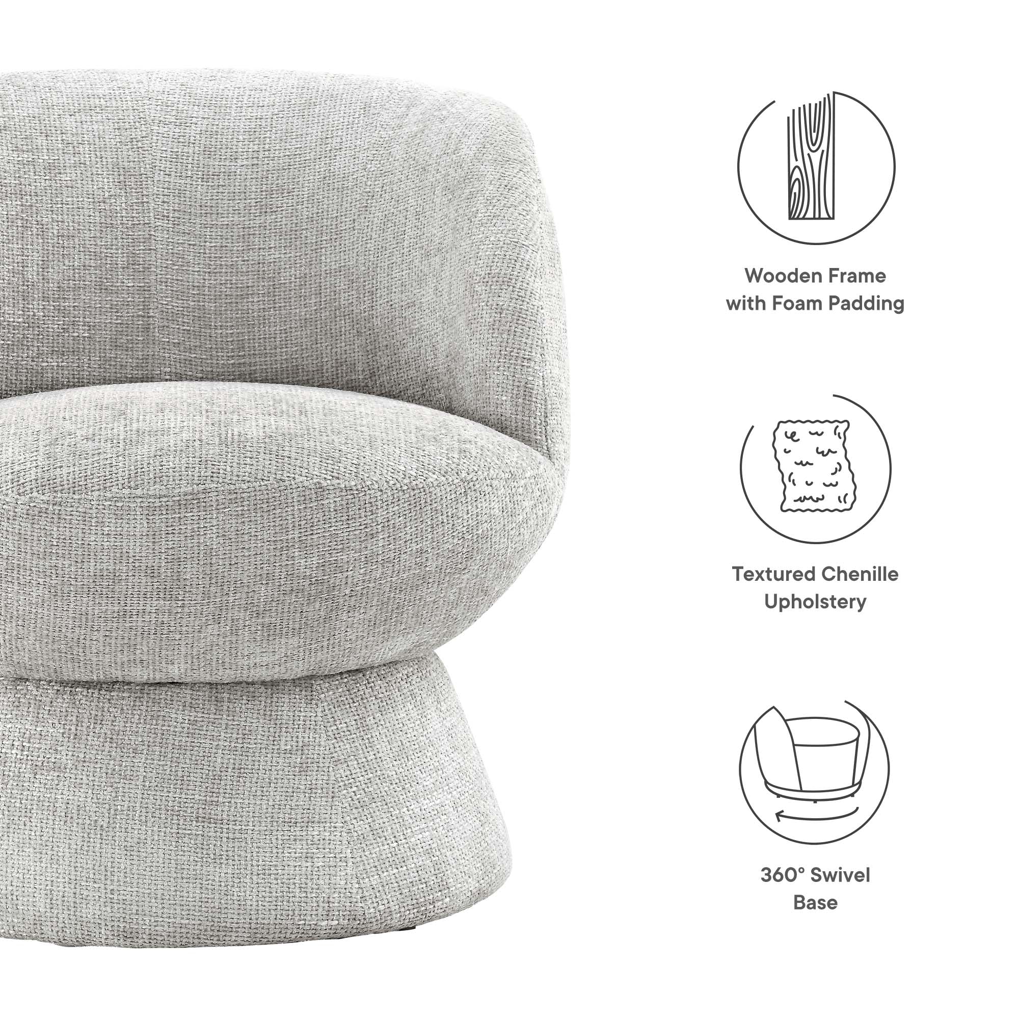 Vesta Chenille Fabric Upholstered Swivel Chair - Image 27