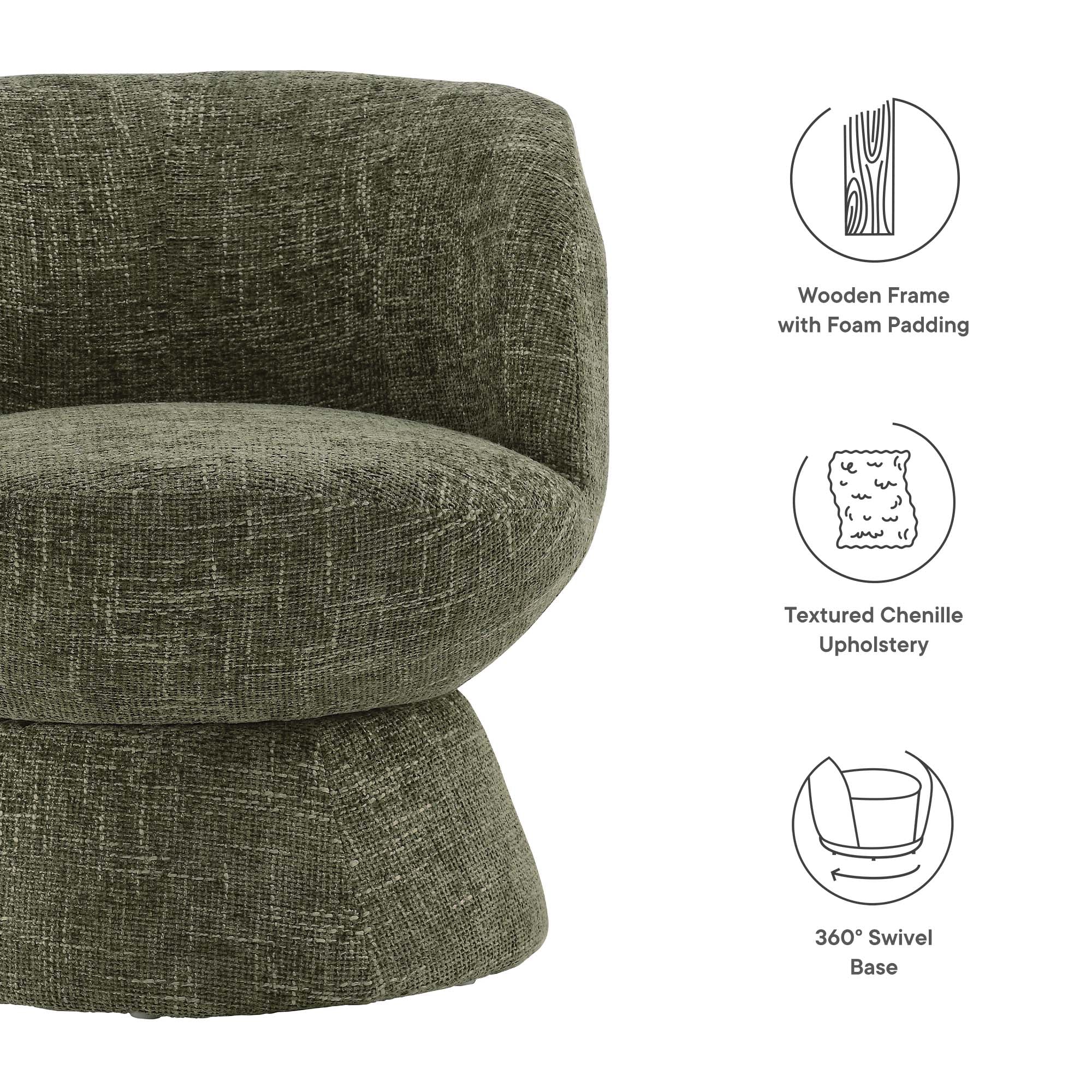 Vesta Chenille Fabric Upholstered Swivel Chair - Image 8