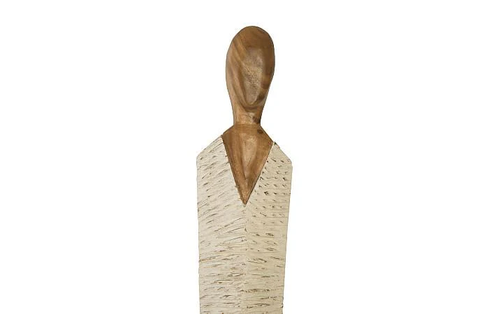 Vested Female Sculpture, Large, Chamcha, Natural, White, Gold - Image 2