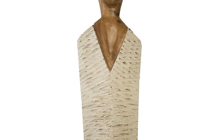 Vested Female Sculpture, Large, Chamcha, Natural, White, Gold - Image 3