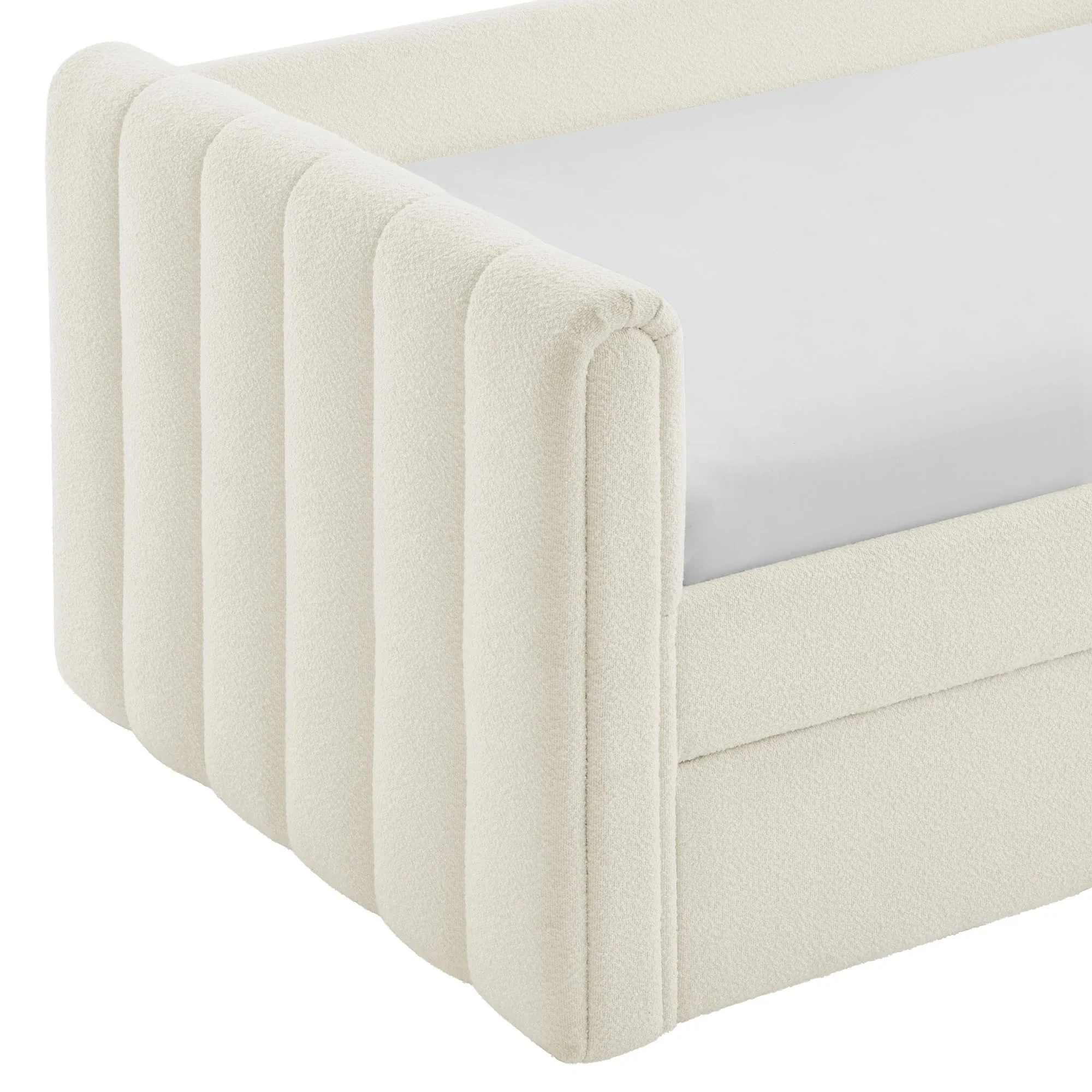 Veyla Channel Tufted Boucle Twin Daybed With Trundle in Cloud - Image 13