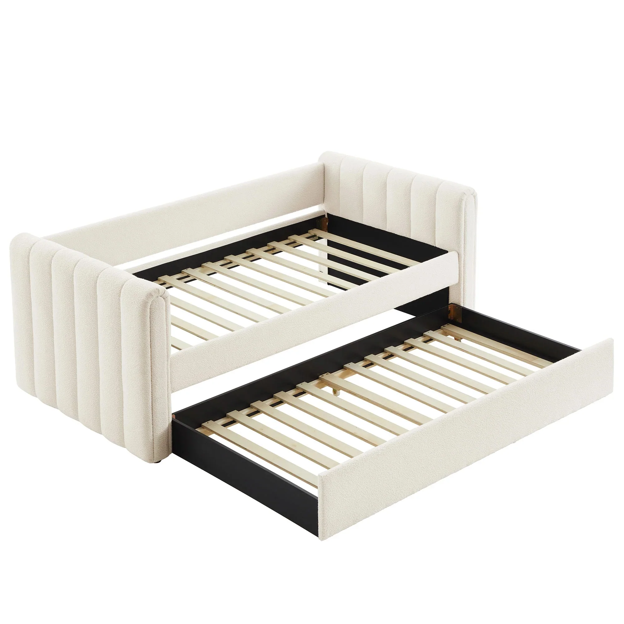 Veyla Channel Tufted Boucle Twin Daybed With Trundle in Cloud - Image 7