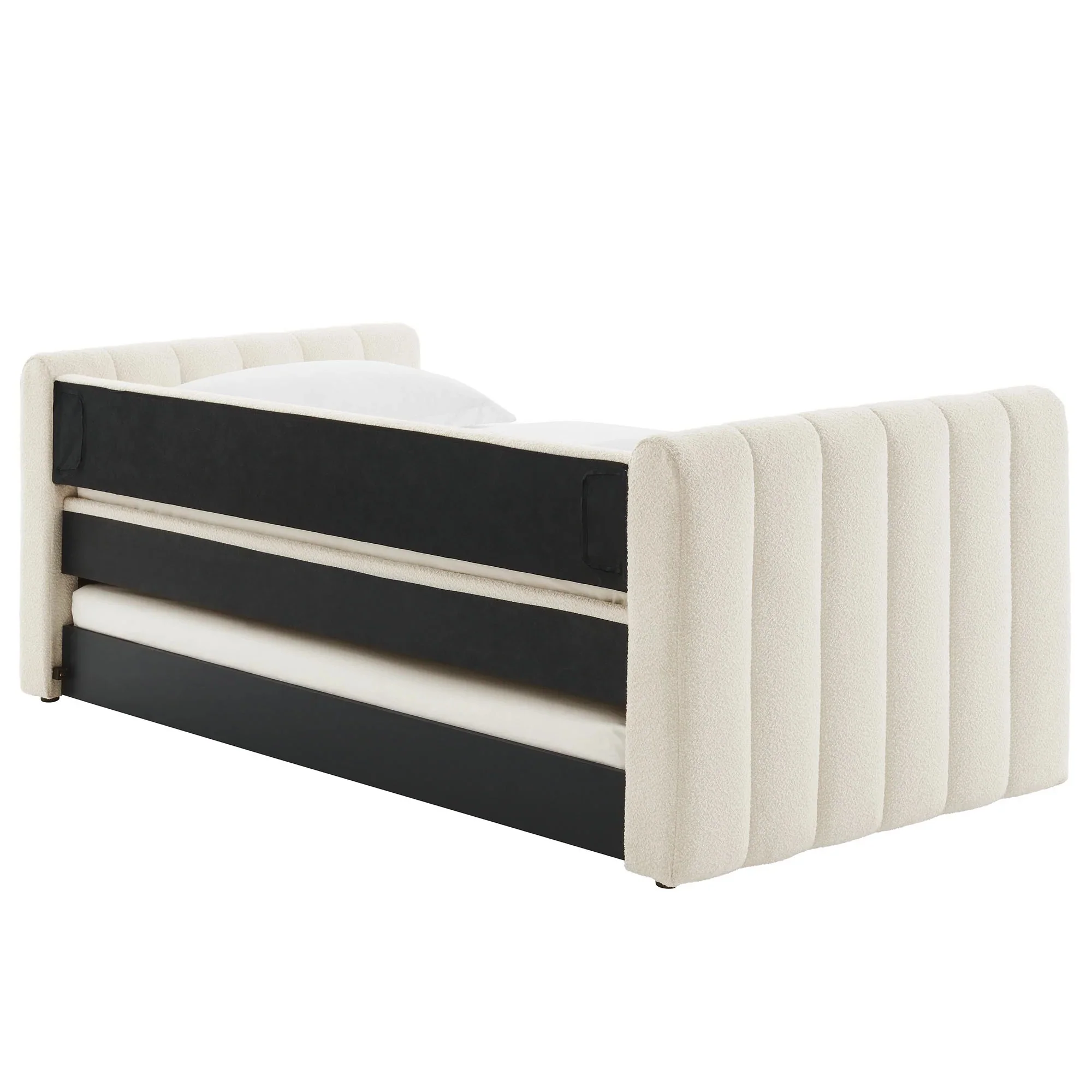 Veyla Channel Tufted Boucle Twin Daybed With Trundle in Cloud - Image 9
