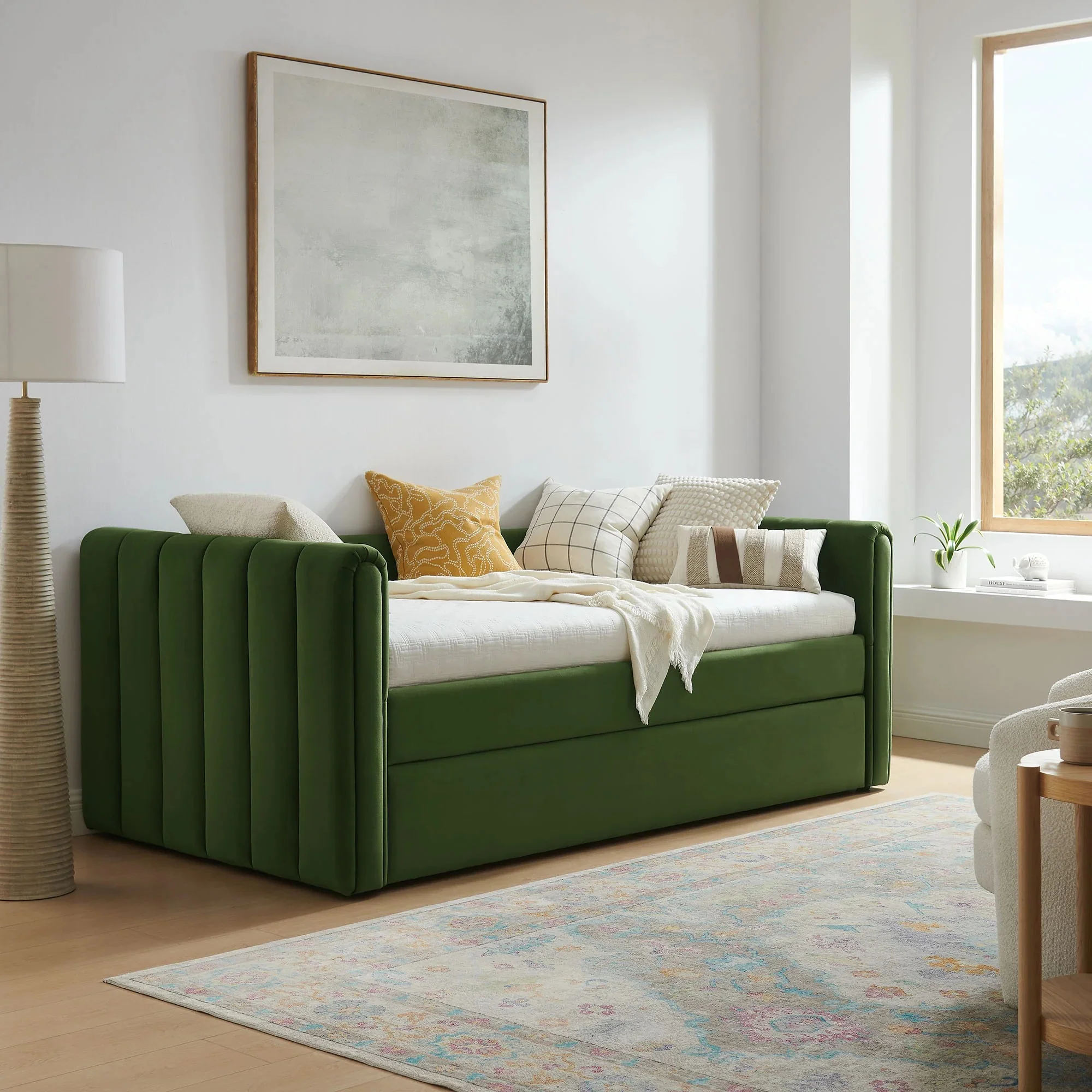 Veyla Channel Tufted Performance Velvet Twin Daybed With Trundle - Image 35