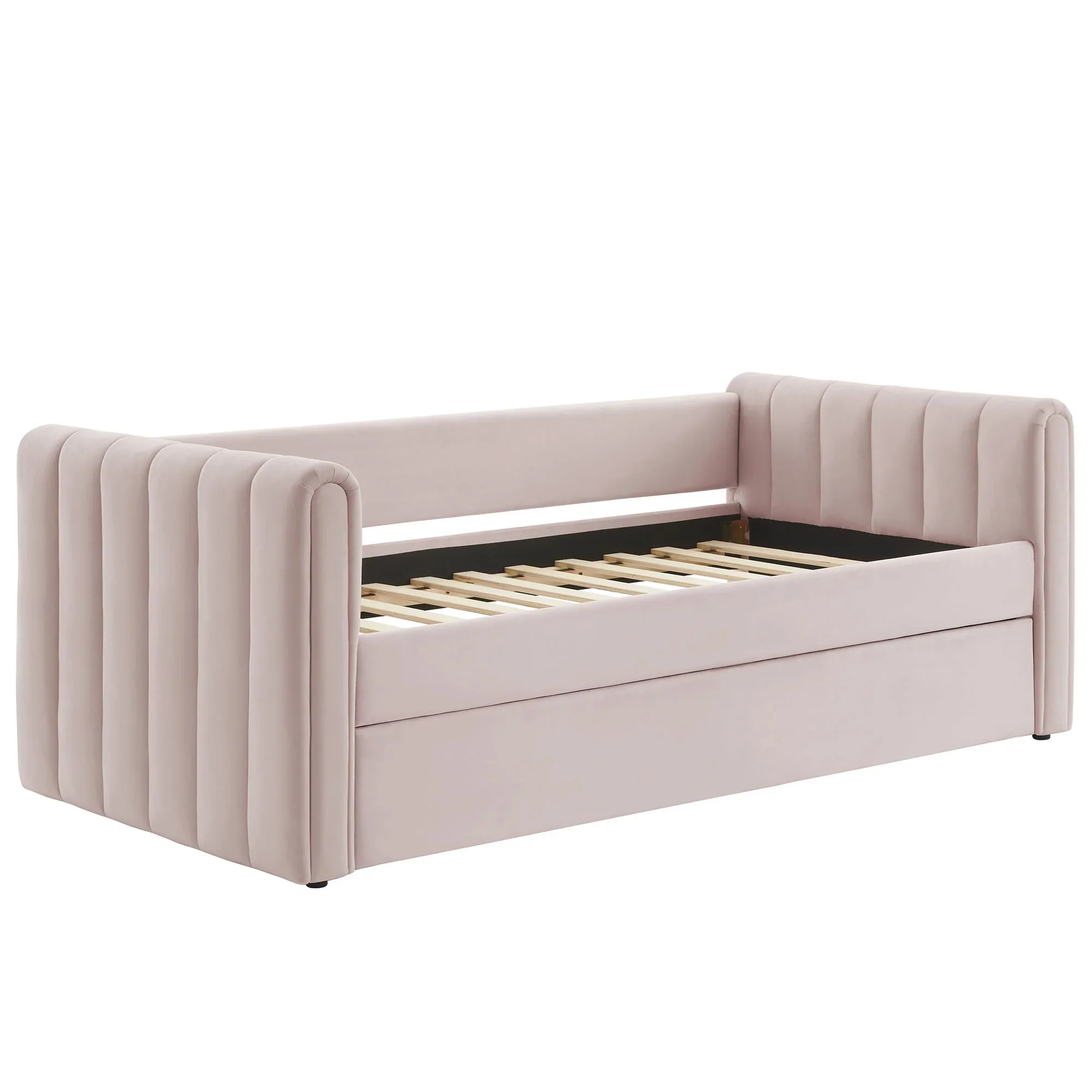 Veyla Channel Tufted Performance Velvet Twin Daybed With Trundle - Image 59