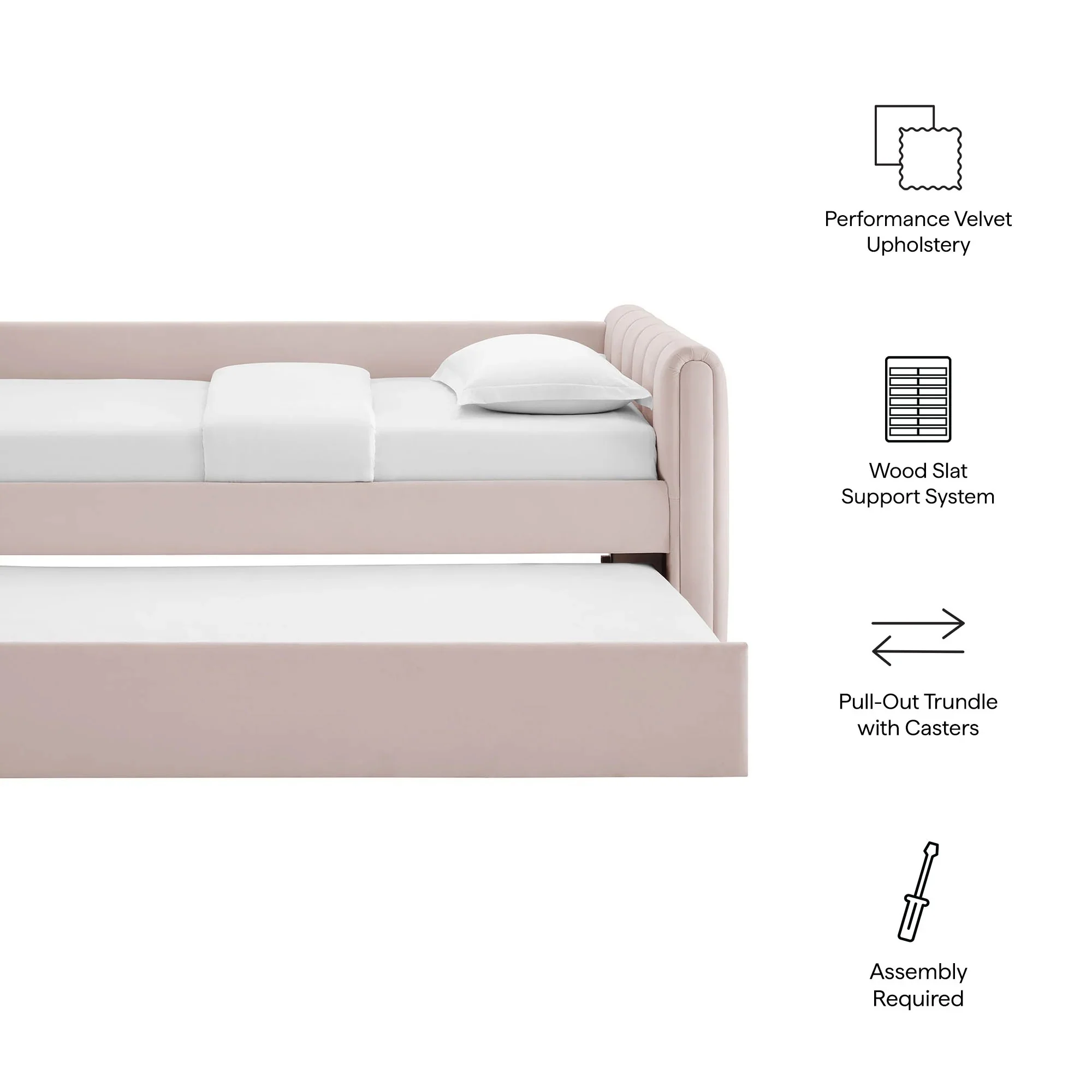 Veyla Channel Tufted Performance Velvet Twin Daybed With Trundle - Image 63
