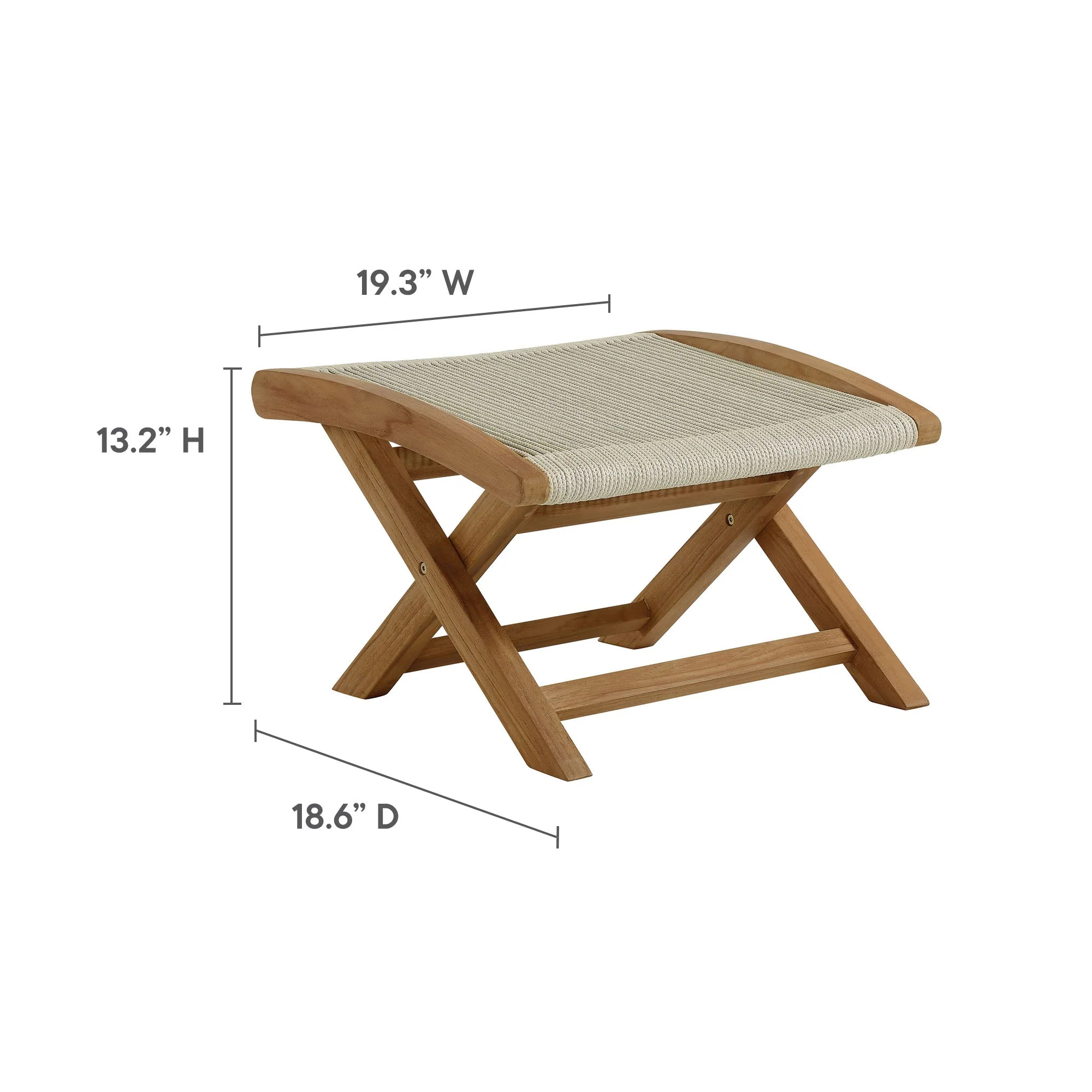 Vienna 2-Piece Outdoor Patio Teak and Rope Folding Accent Lounge Chair and Ottoman Set - Image 13