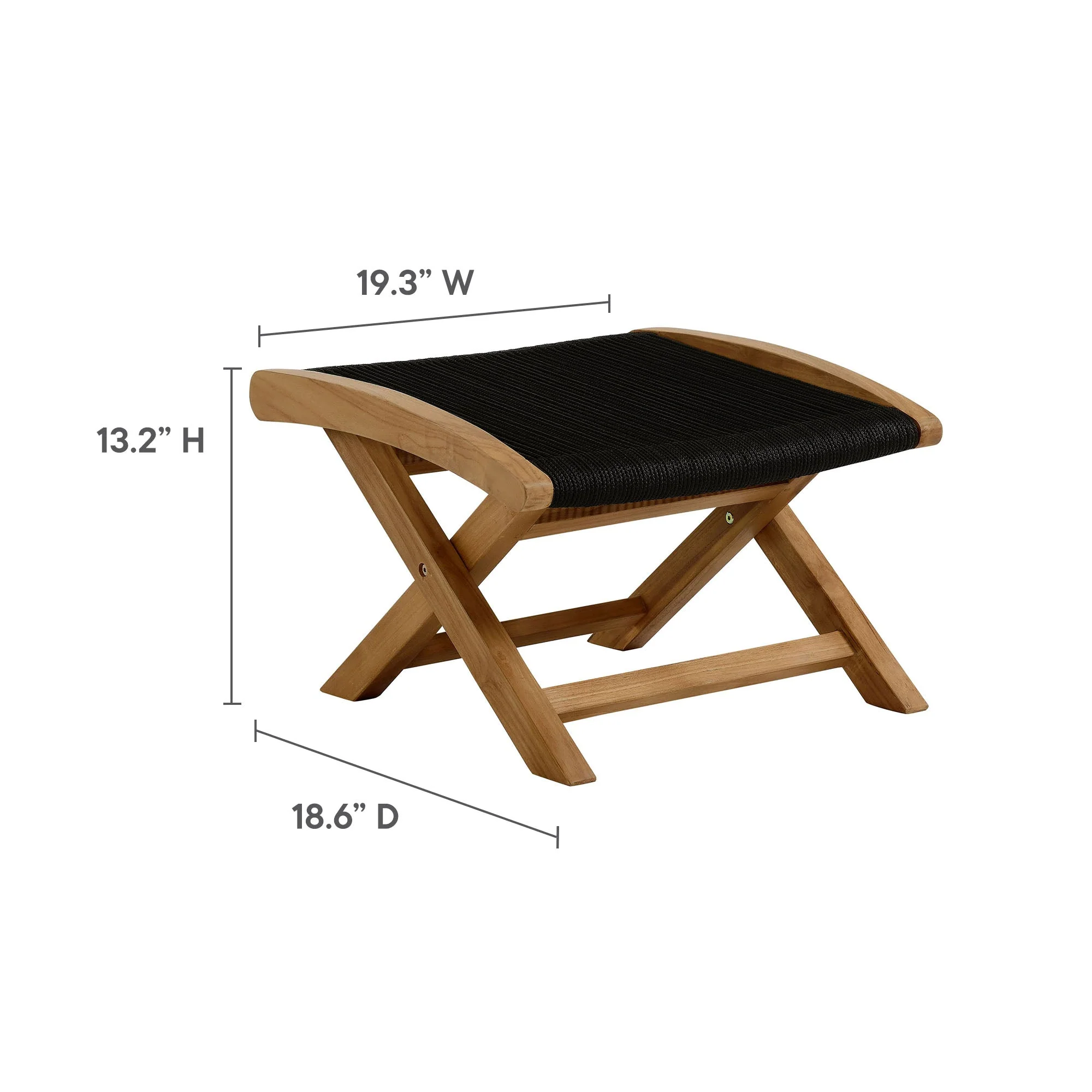 Vienna 2-Piece Outdoor Patio Teak and Rope Folding Accent Lounge Chair and Ottoman Set - Image 26