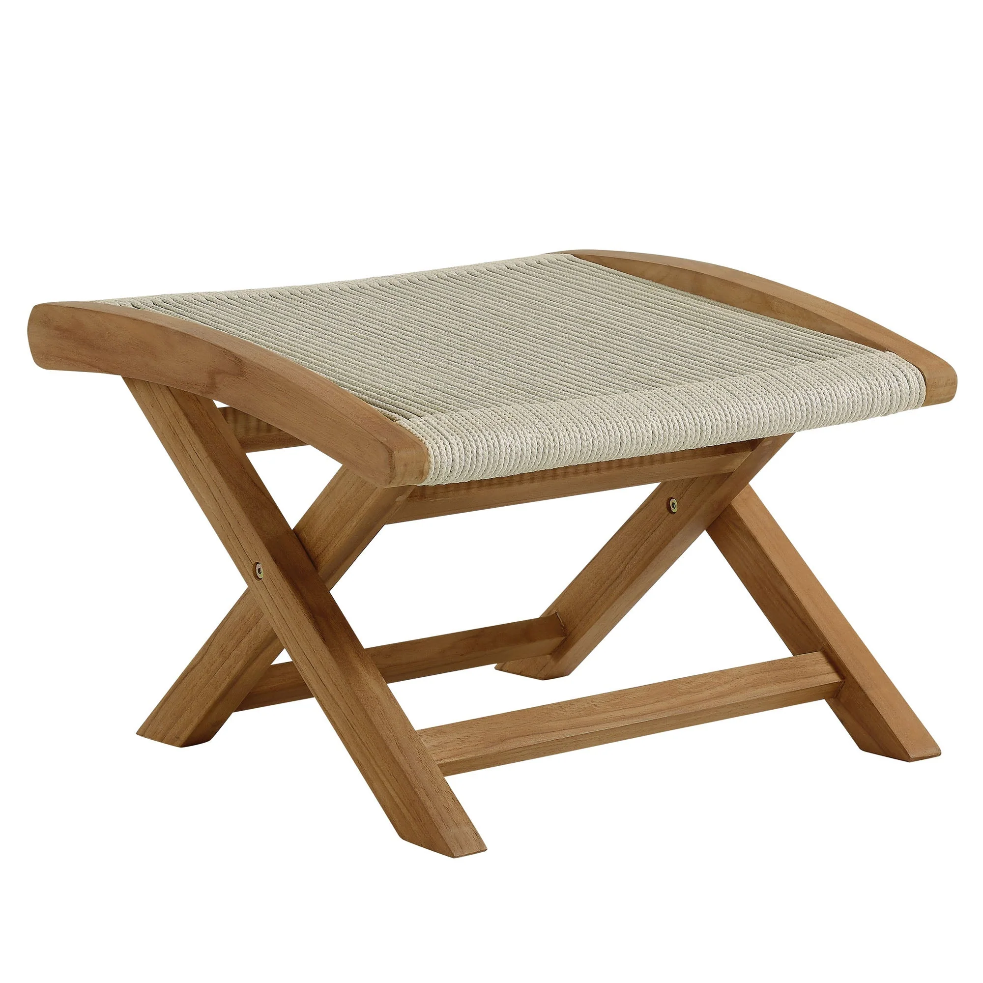 Vienna 2-Piece Outdoor Patio Teak and Rope Folding Accent Lounge Chair and Ottoman Set - Image 7