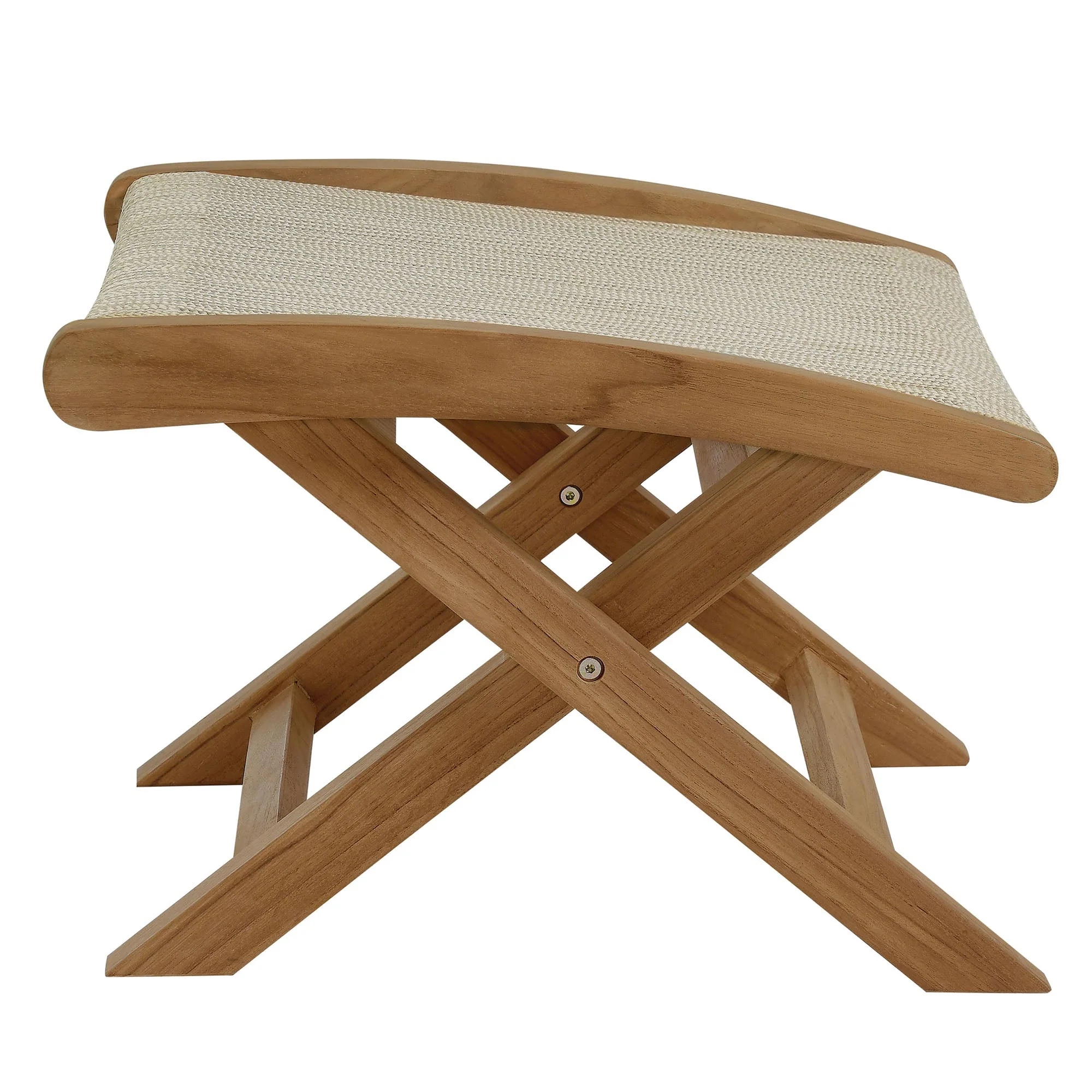 Vienna 2-Piece Outdoor Patio Teak and Rope Folding Accent Lounge Chair and Ottoman Set - Image 8