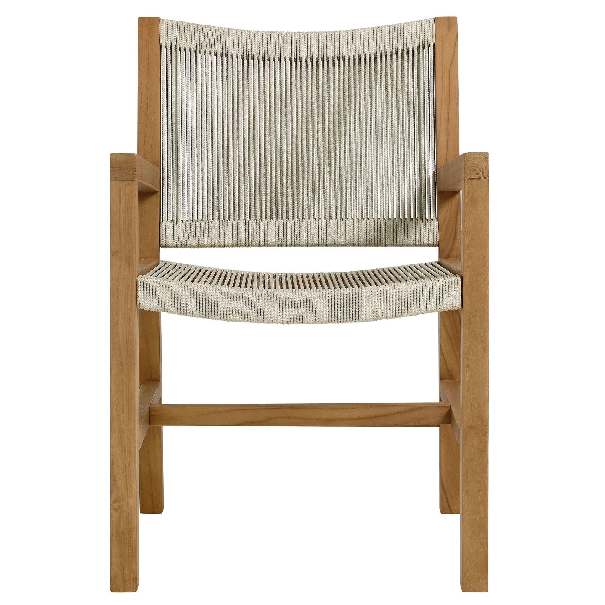 Vienna 3-Piece Outdoor Patio Teak and Rope Armchairs with Folding Side Table - Image 6