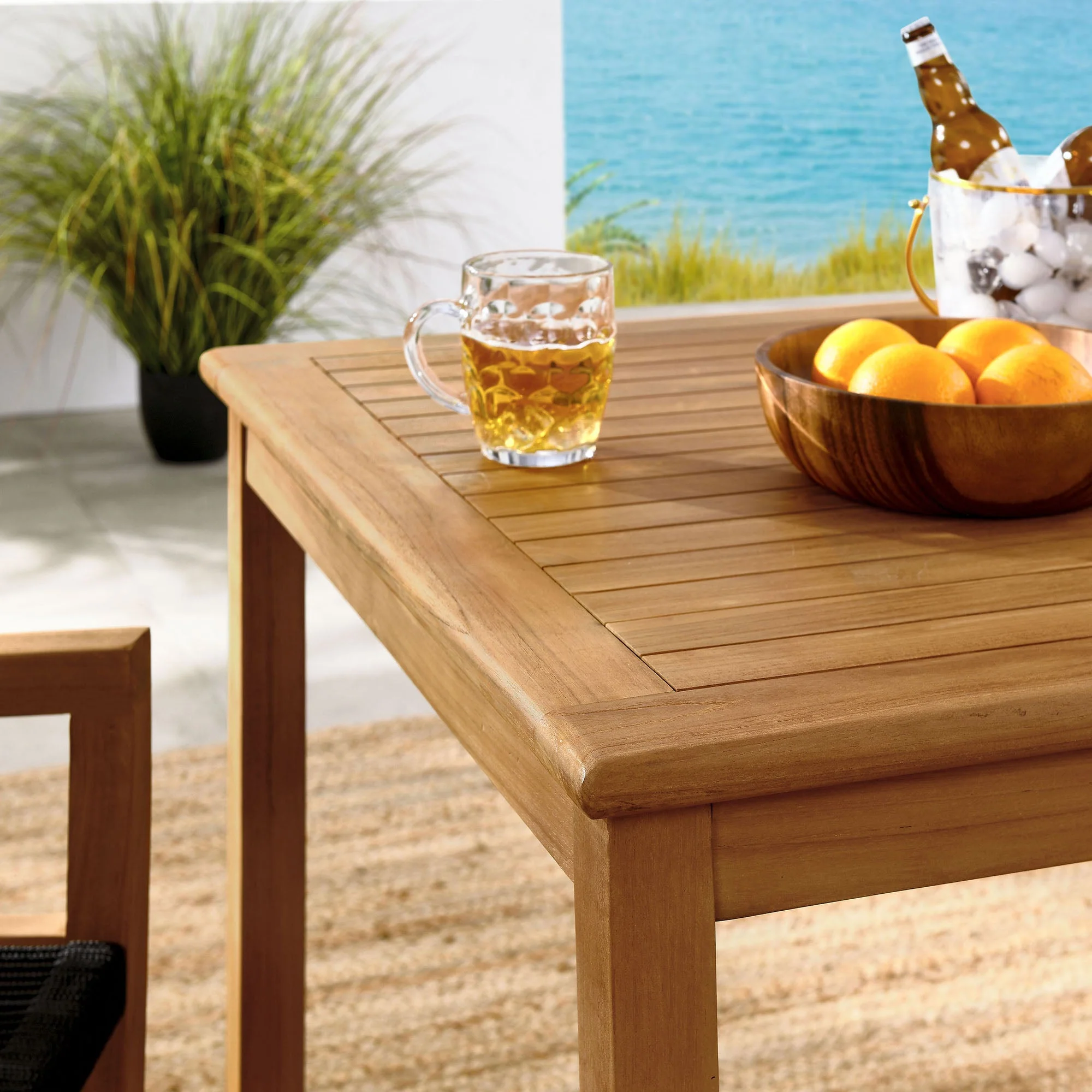Vienna 3-Piece Outdoor Patio Teak and Rope Dining Set with Armchairs - Image 15