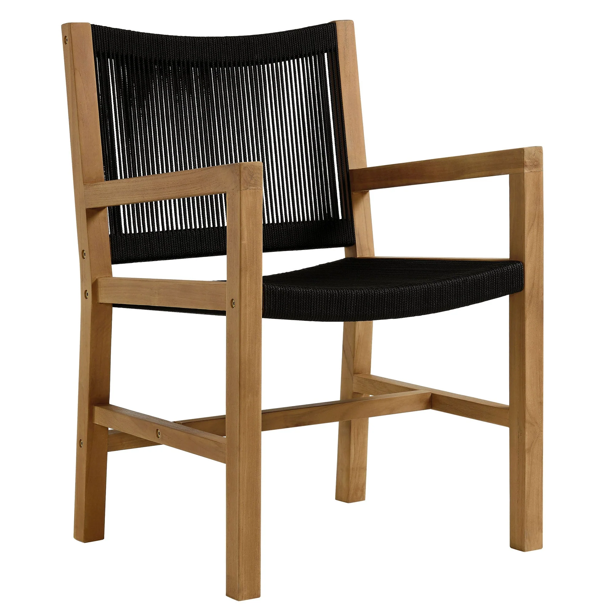 Vienna 3-Piece Outdoor Patio Teak and Rope Dining Set with Armchairs - Image 17