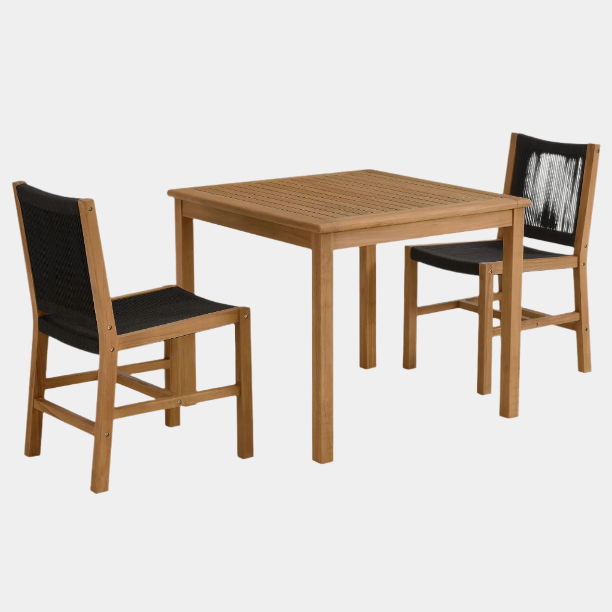 Vienna 3-Piece Outdoor Patio Teak and Rope Dining Set with Armless Chiars - Image 13