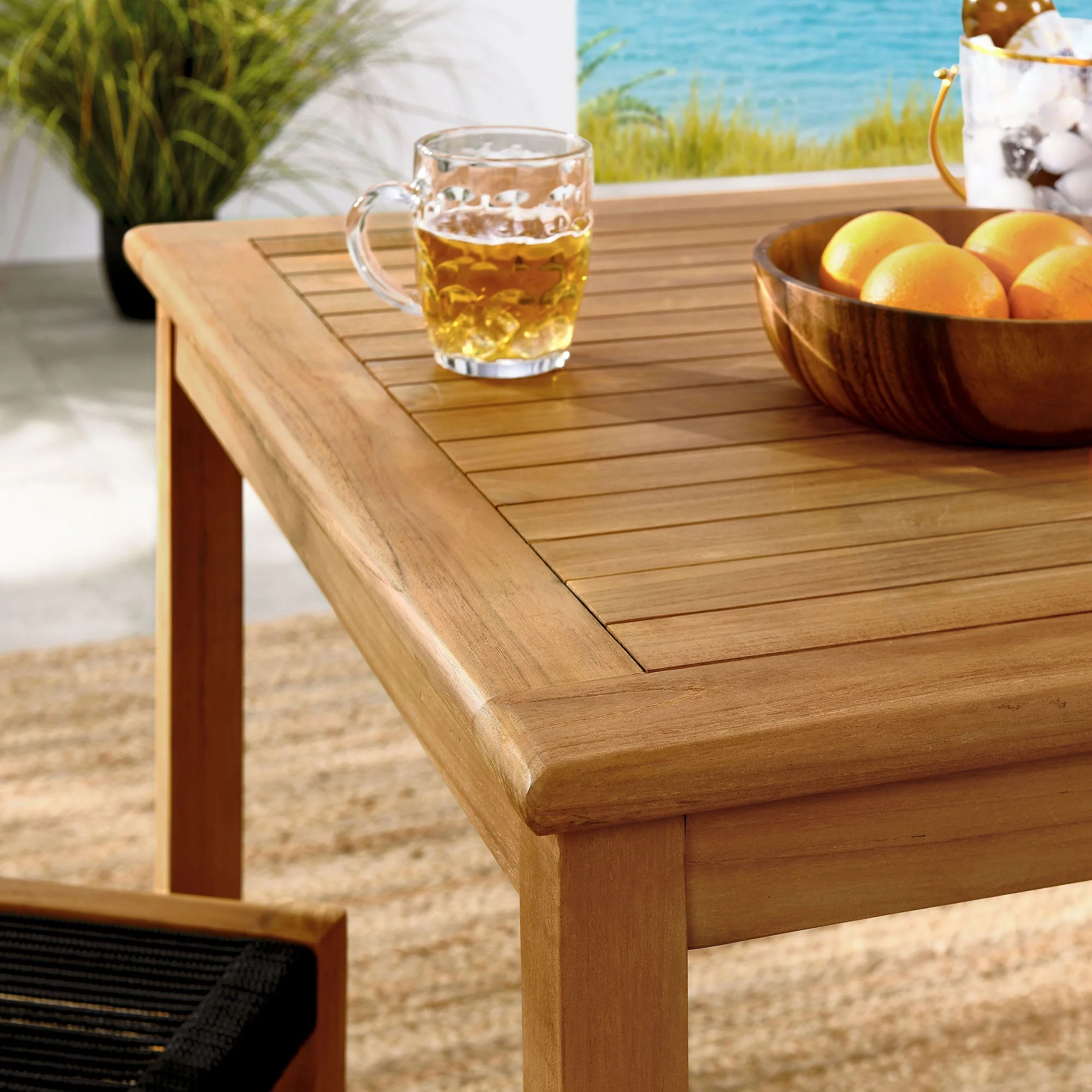 Vienna 3-Piece Outdoor Patio Teak and Rope Dining Set with Armless Chiars - Image 15