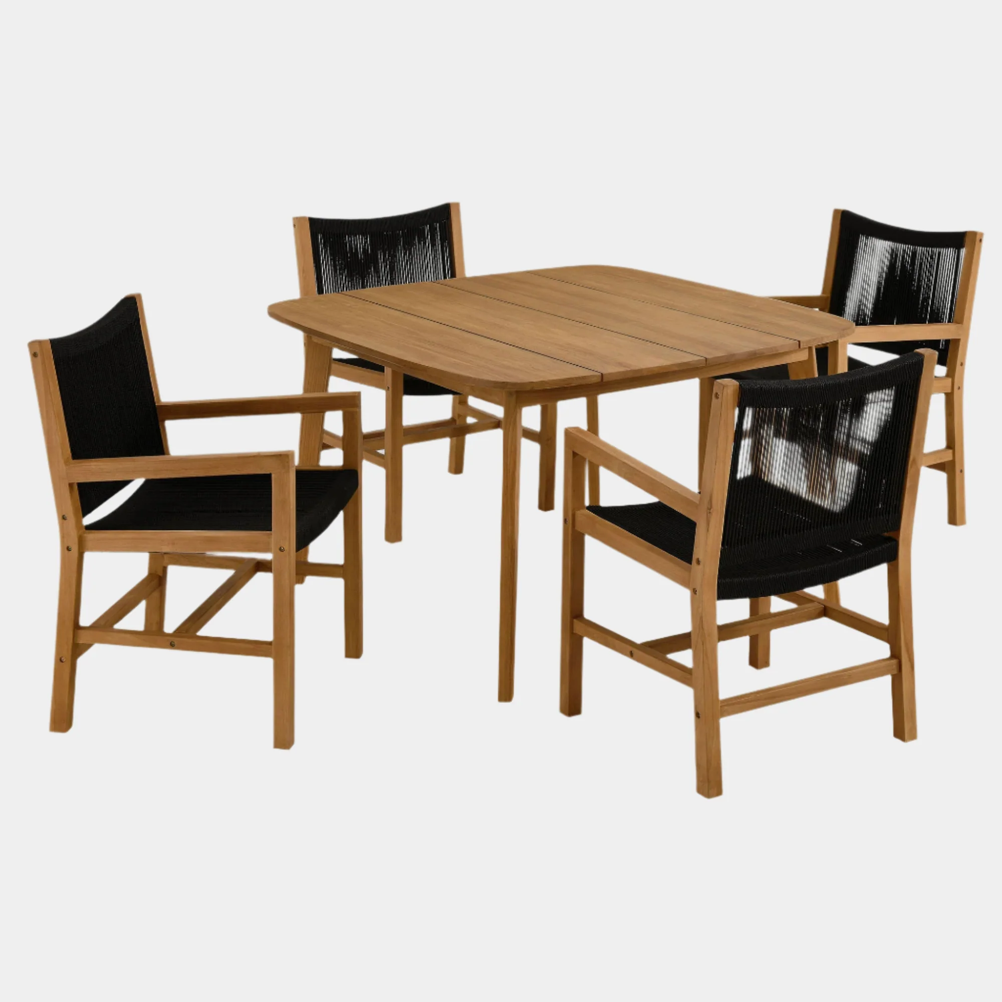 Vienna 5-Piece Outdoor Patio Teak and Rope Dining Set with Armchairs - Image 13