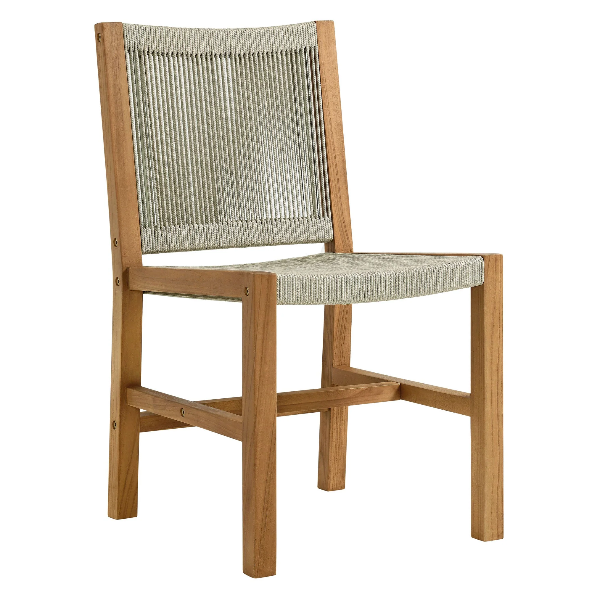 Vienna 5-Piece Outdoor Patio Teak and Rope Dining Set with Armless Chairs - Image 5