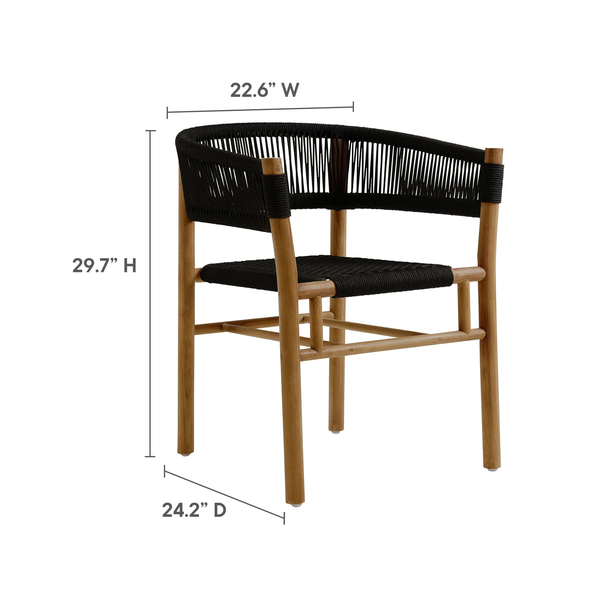 Vienna 5-Piece Outdoor Patio Teak and Rope Dining Set with Curved-Back Armchairs - Image 21