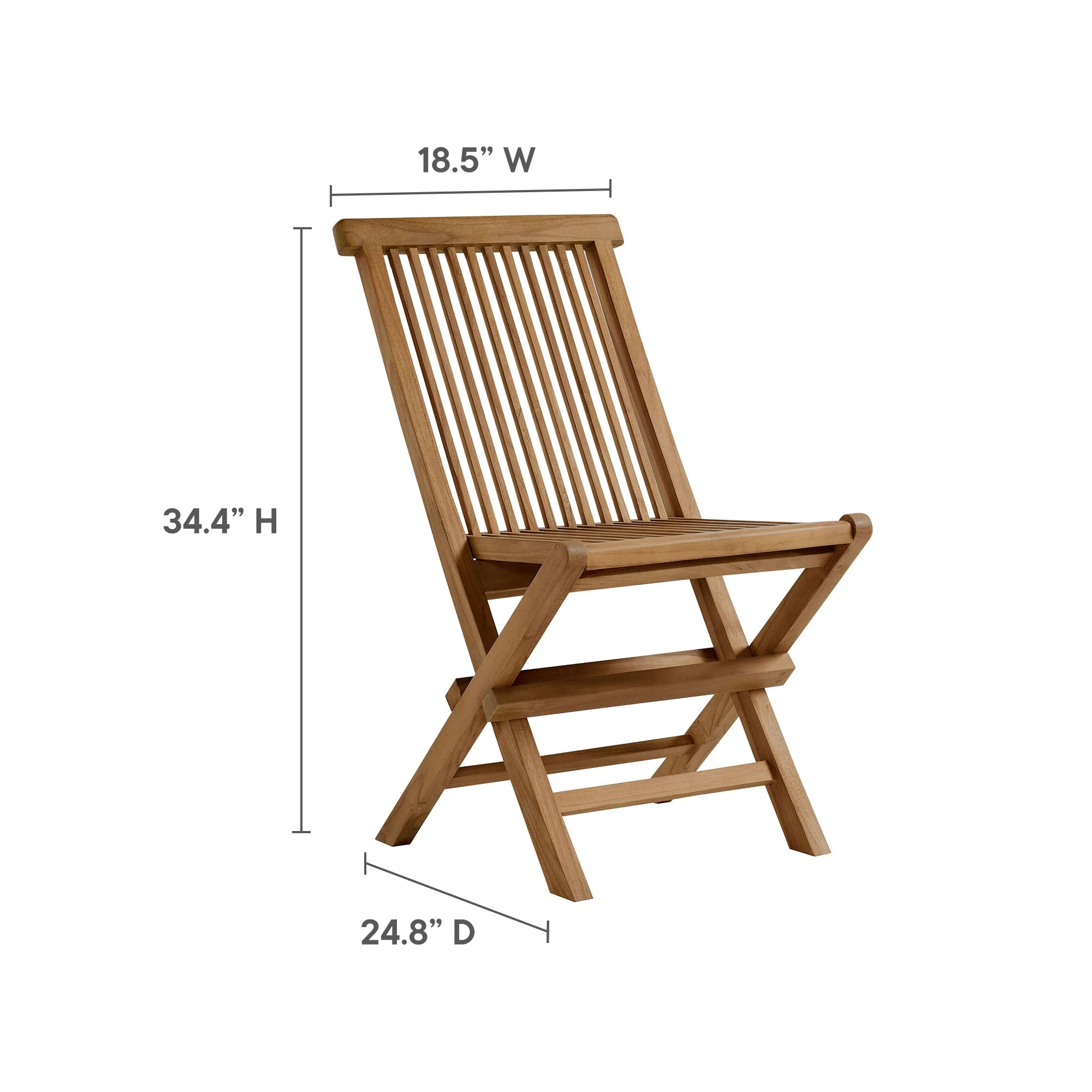 Vienna 5-Piece Outdoor Patio Teak Wood Dining Set with Folding Chairs in Natural Natural - Image 12