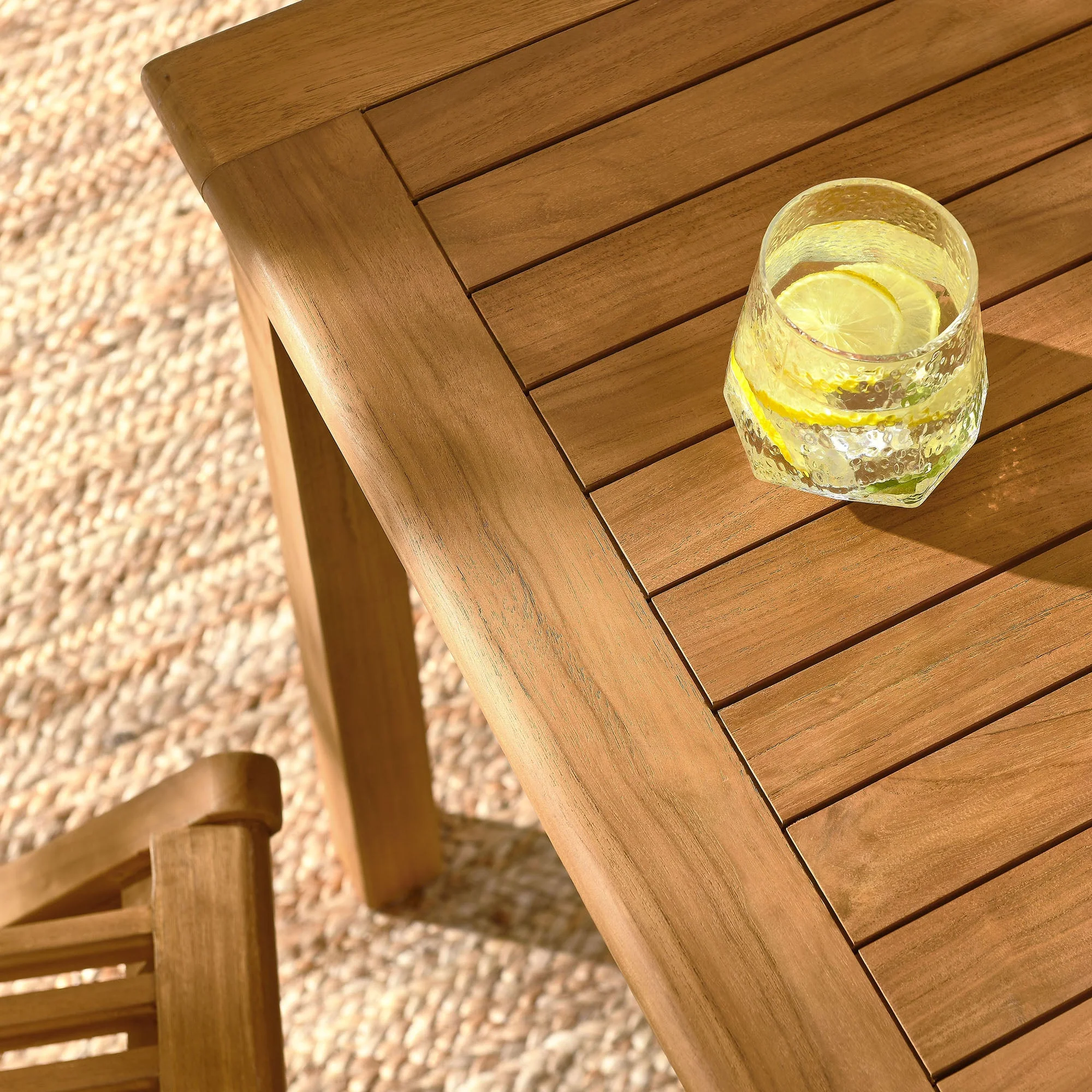Vienna 5-Piece Outdoor Patio Teak Wood Dining Set with Folding Chairs in Natural Natural - Image 3