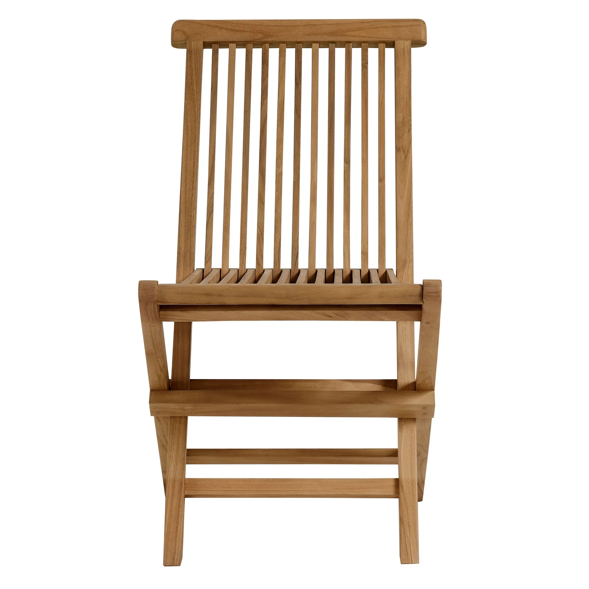 Vienna 5-Piece Outdoor Patio Teak Wood Dining Set with Folding Chairs in Natural Natural - Image 7