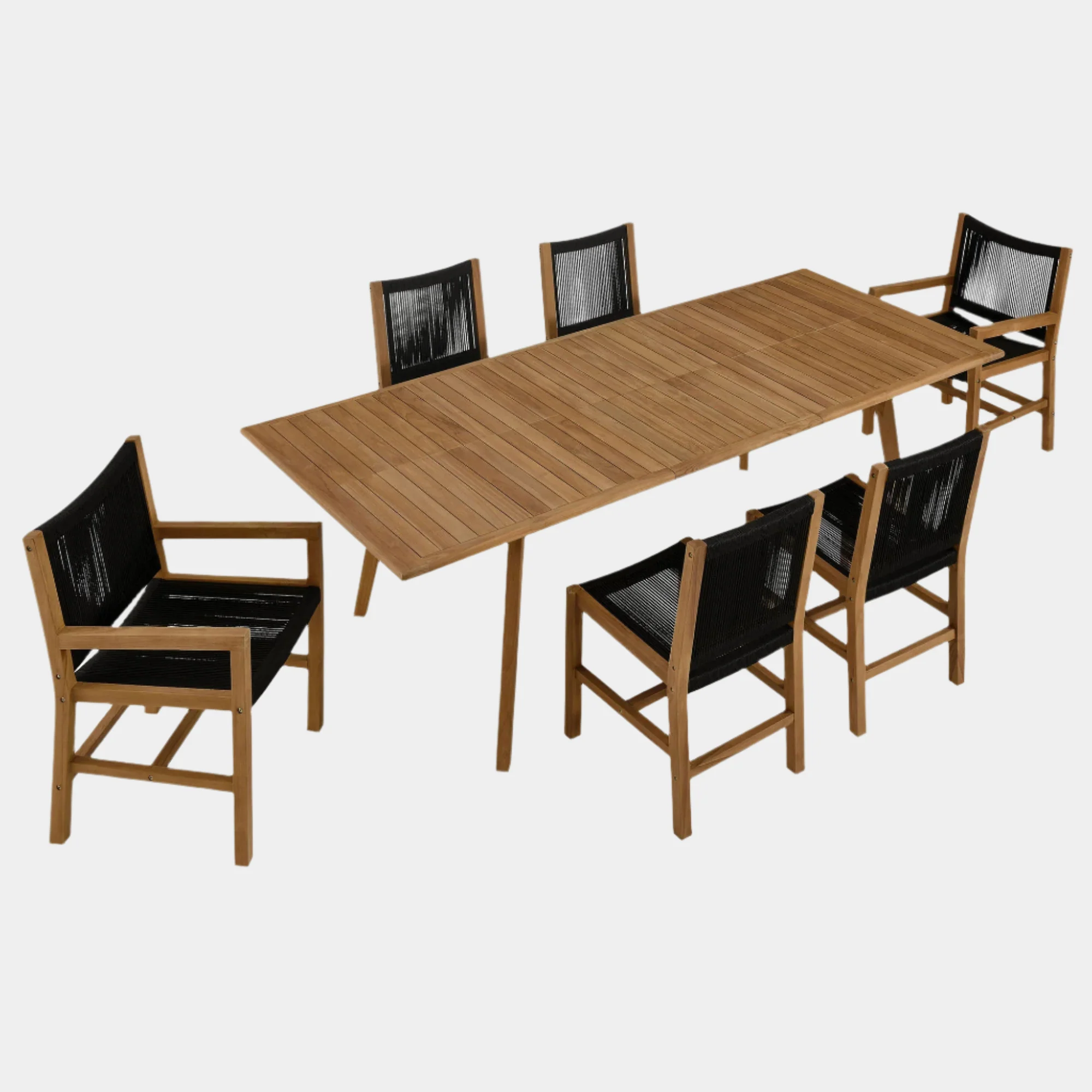 Vienna 7-Piece Outdoor Patio Teak and Rope Dining Set - Image 17
