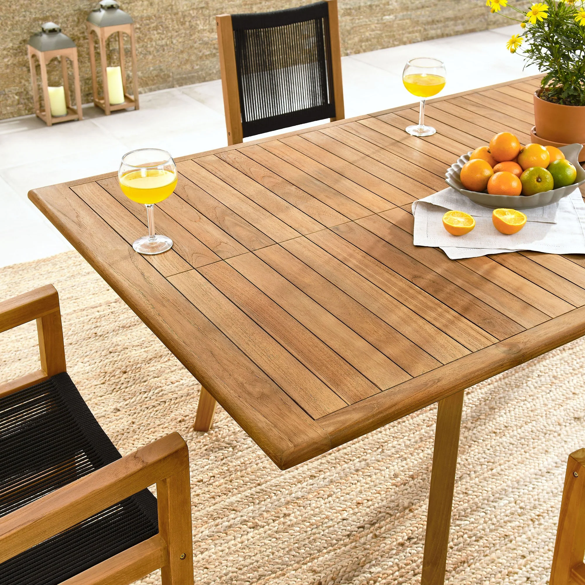 Vienna 7-Piece Outdoor Patio Teak and Rope Dining Set - Image 19