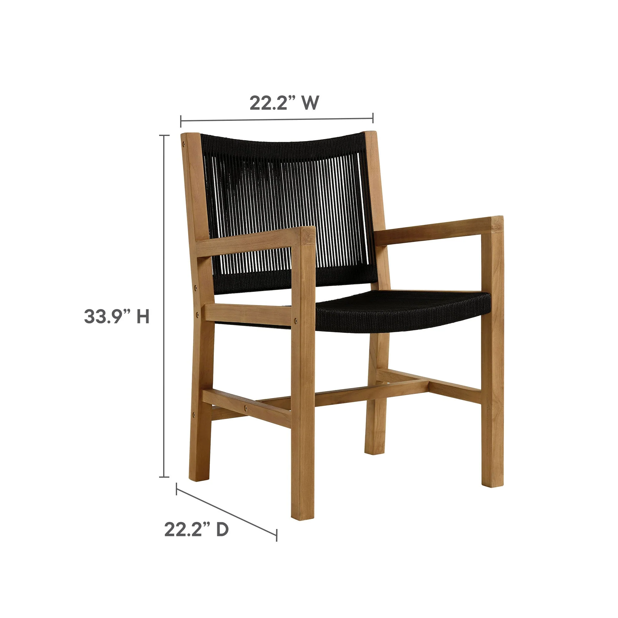 Vienna 7-Piece Outdoor Patio Teak and Rope Dining Set - Image 28