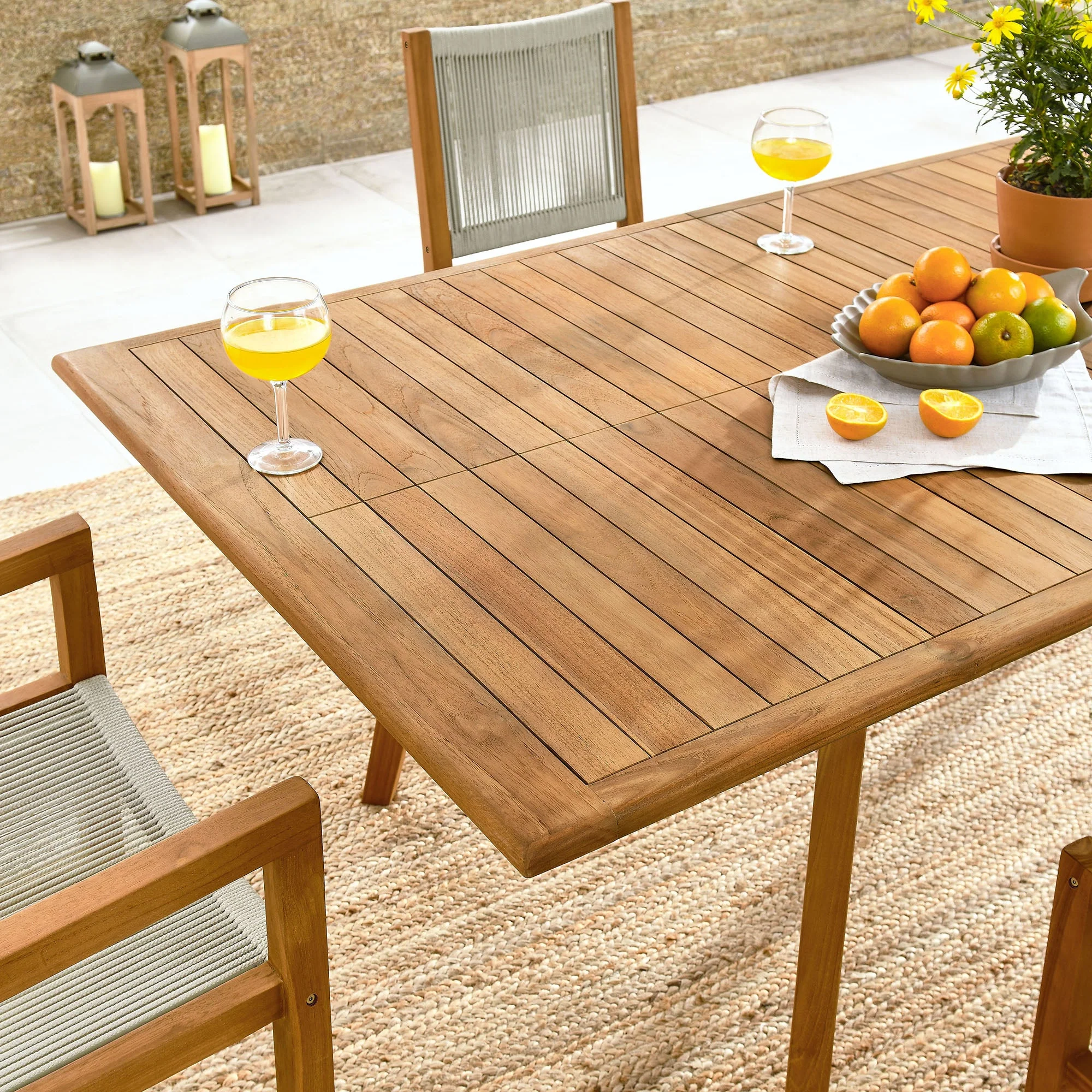 Vienna 7-Piece Outdoor Patio Teak and Rope Dining Set - Image 3