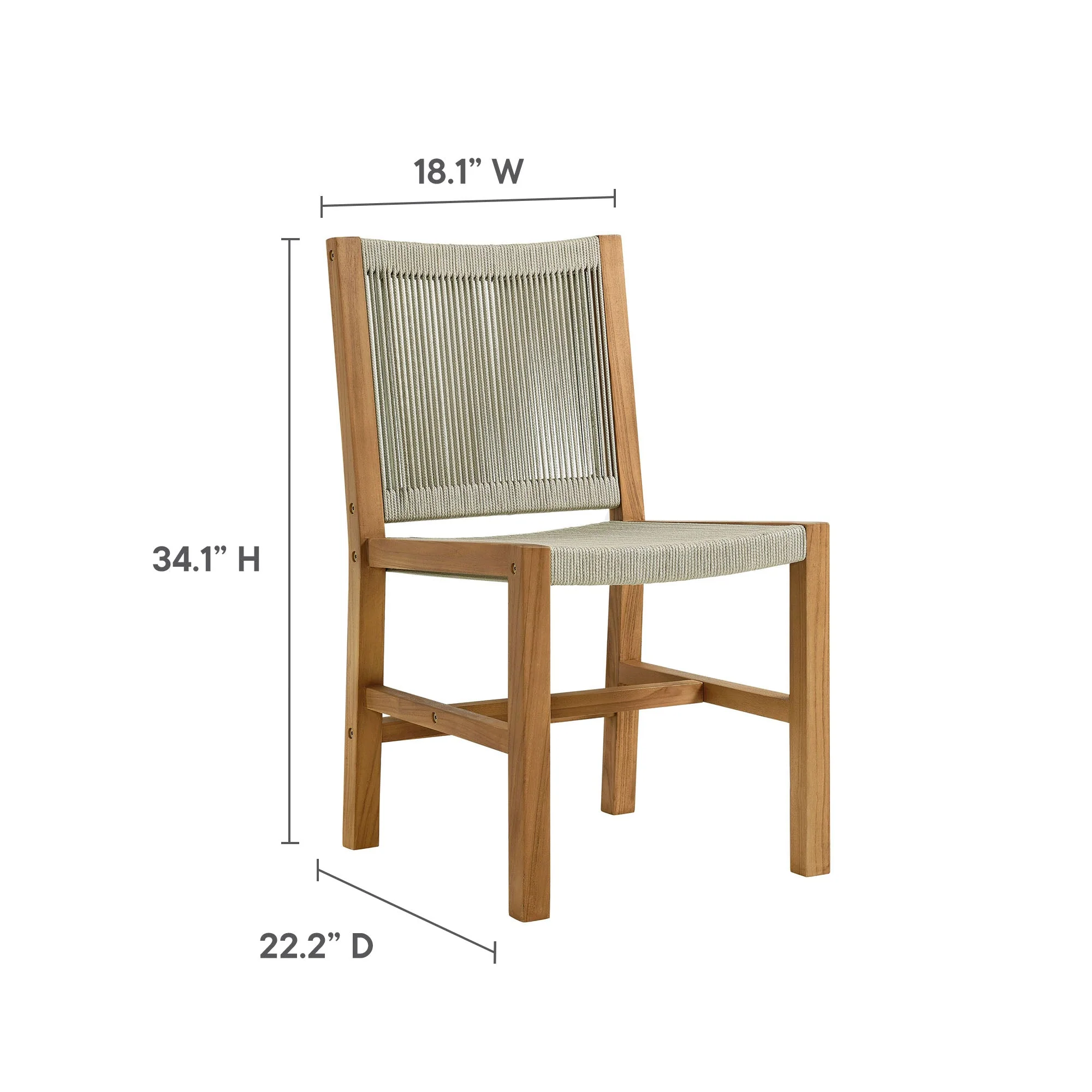 Vienna 7-Piece Outdoor Patio Teak and Rope Dining Set with Armless Chairs - Image 11