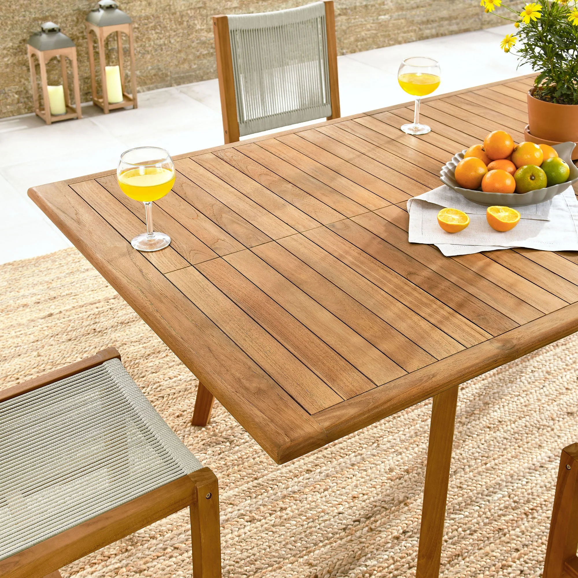 Vienna 7-Piece Outdoor Patio Teak and Rope Dining Set with Armless Chairs - Image 3