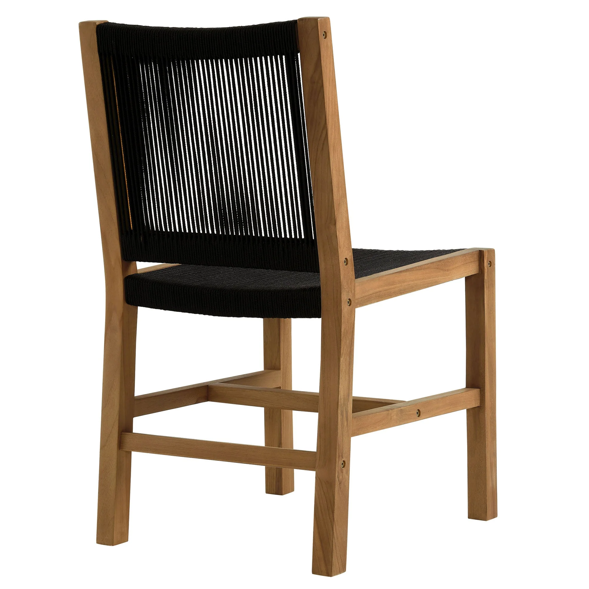Vienna Outdoor Patio Teak and Rope Armless Dining Chairs Set of 2 - Image 14