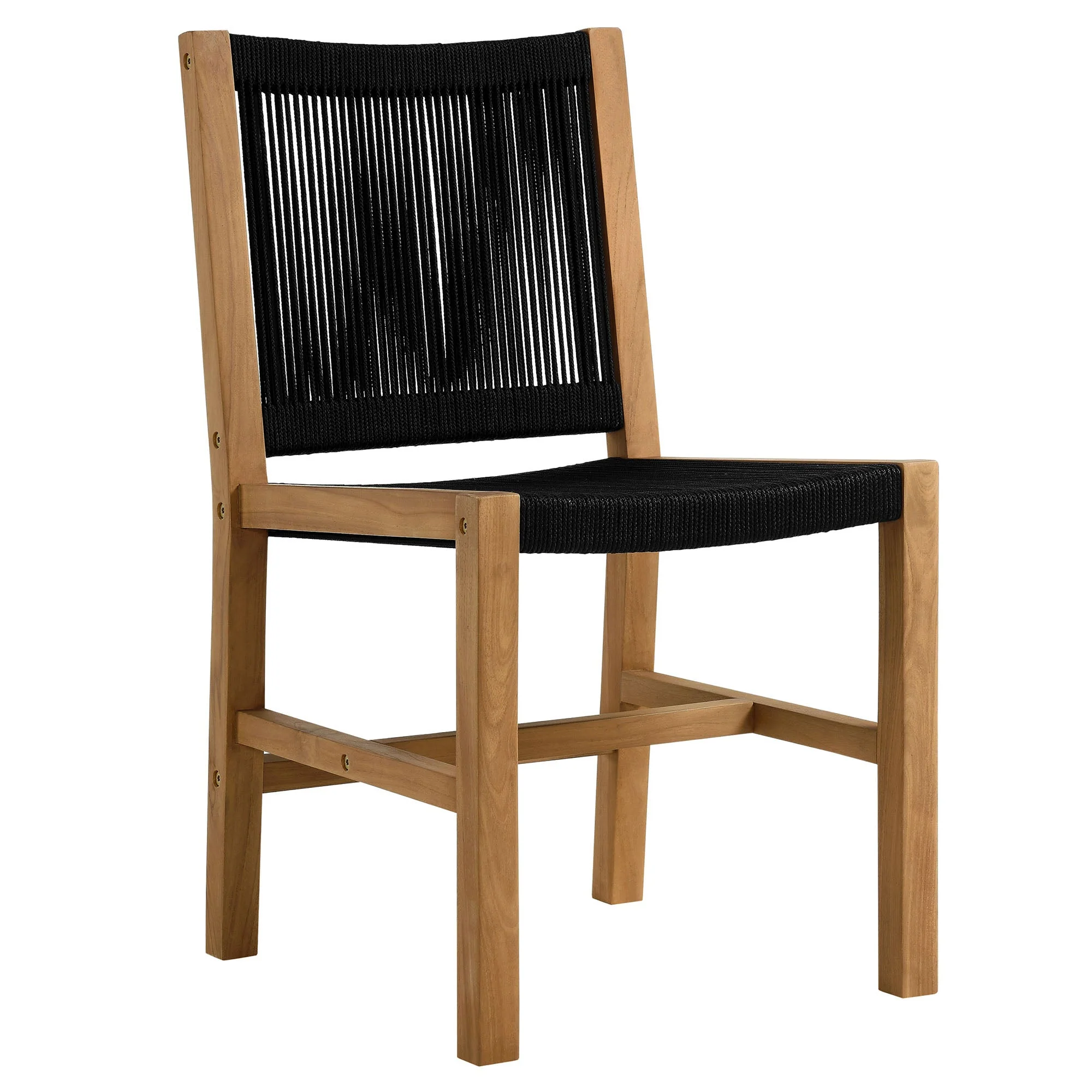 Vienna Outdoor Patio Teak and Rope Armless Dining Chairs Set of 2 - Image 15