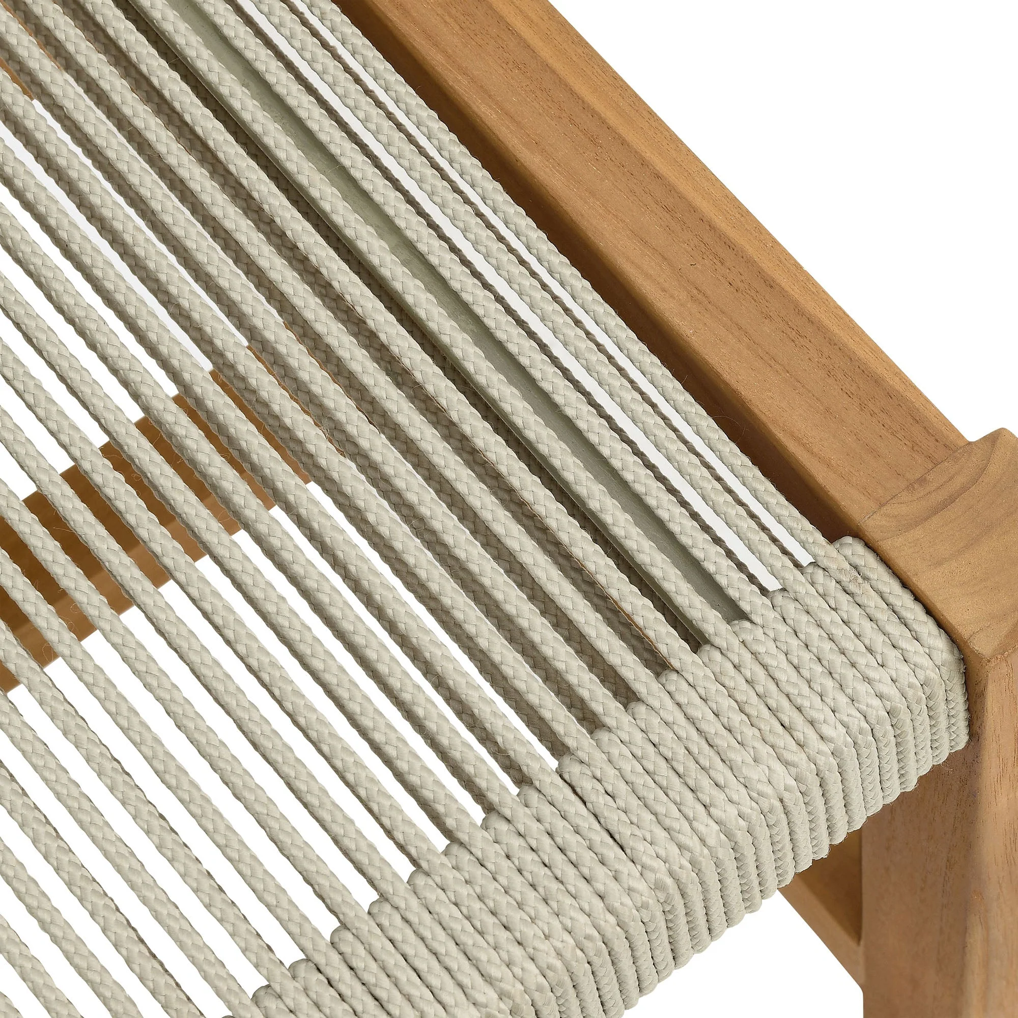 Vienna Outdoor Patio Teak and Rope Armless Dining Chairs Set of 2 - Image 8
