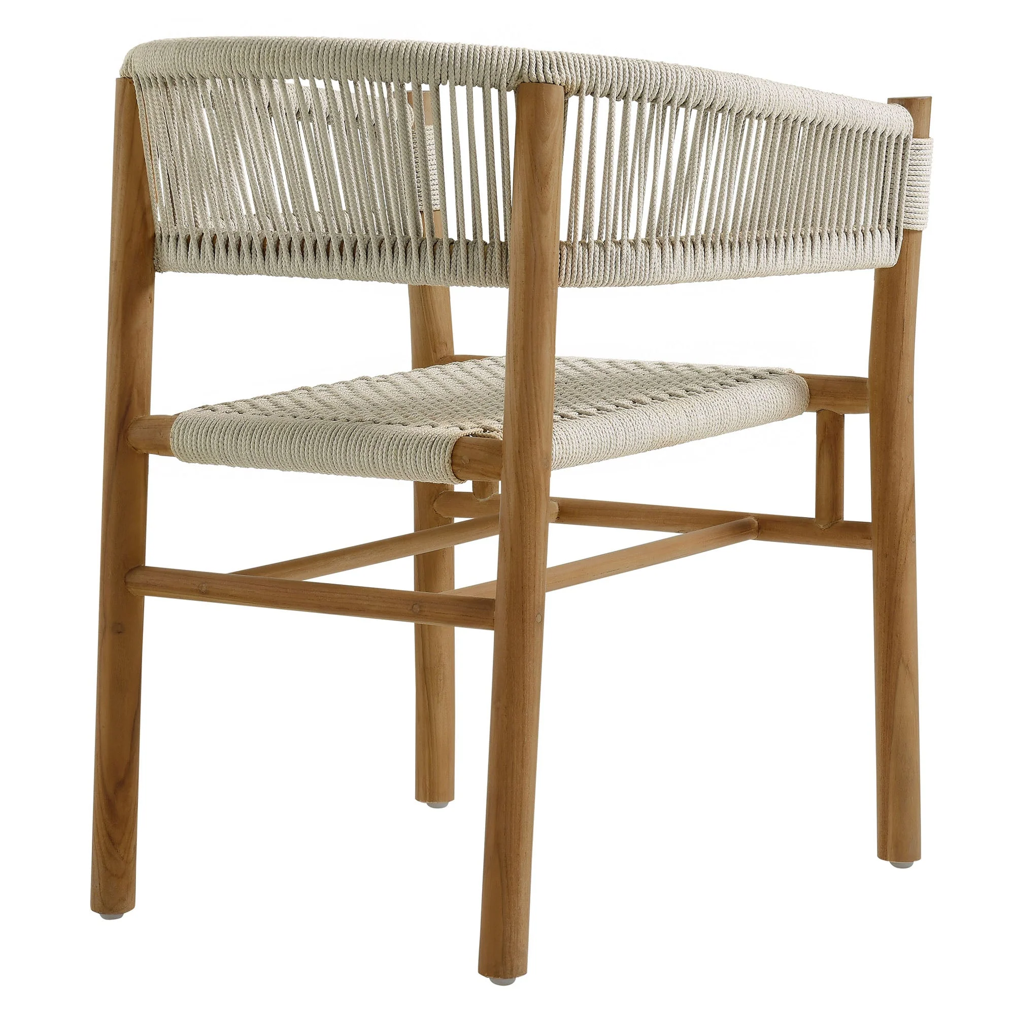 Vienna Outdoor Patio Teak and Rope Curved-Back Dining Armchairs Set of 2 - Image 17