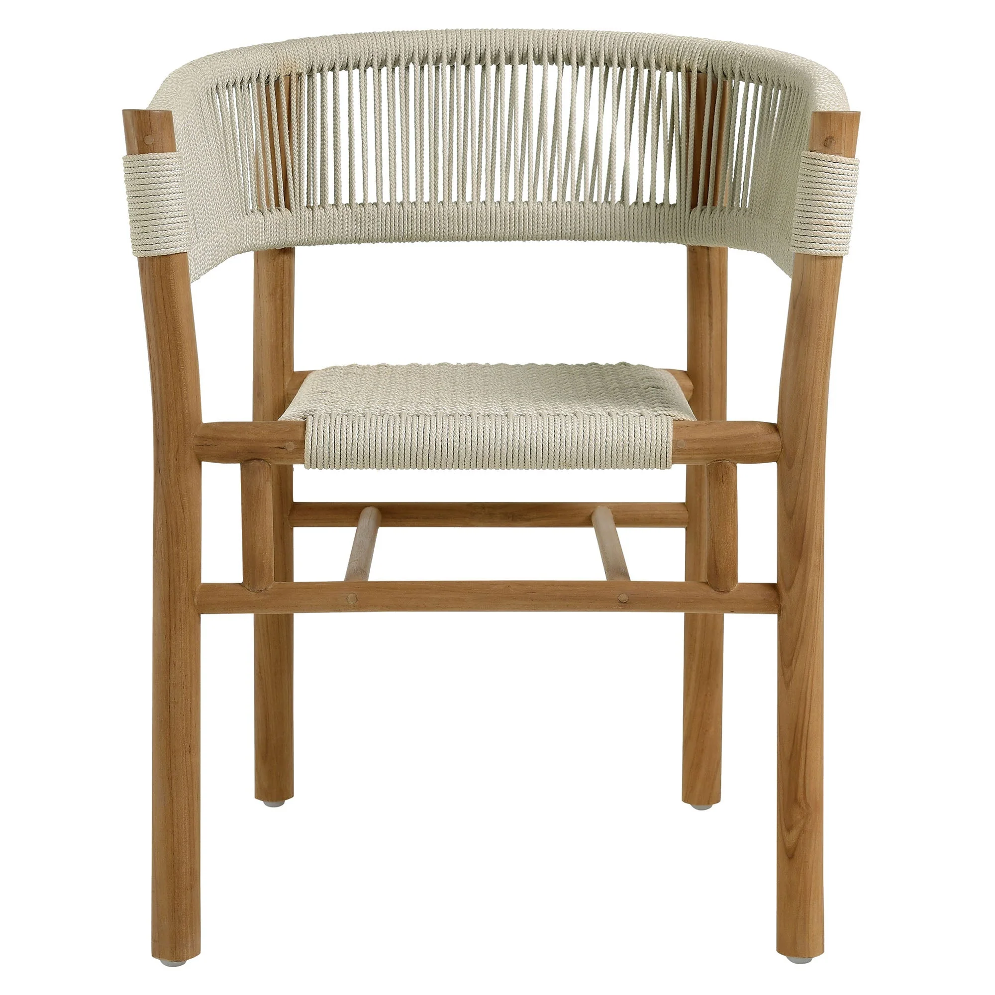 Vienna Outdoor Patio Teak and Rope Curved-Back Dining Armchairs Set of 2 - Image 18