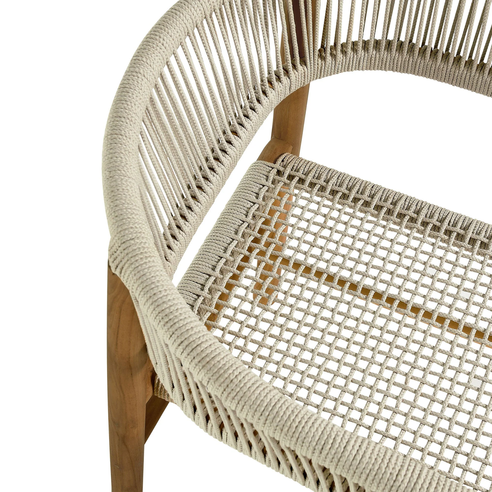 Vienna Outdoor Patio Teak and Rope Curved-Back Dining Armchairs Set of 2 - Image 20