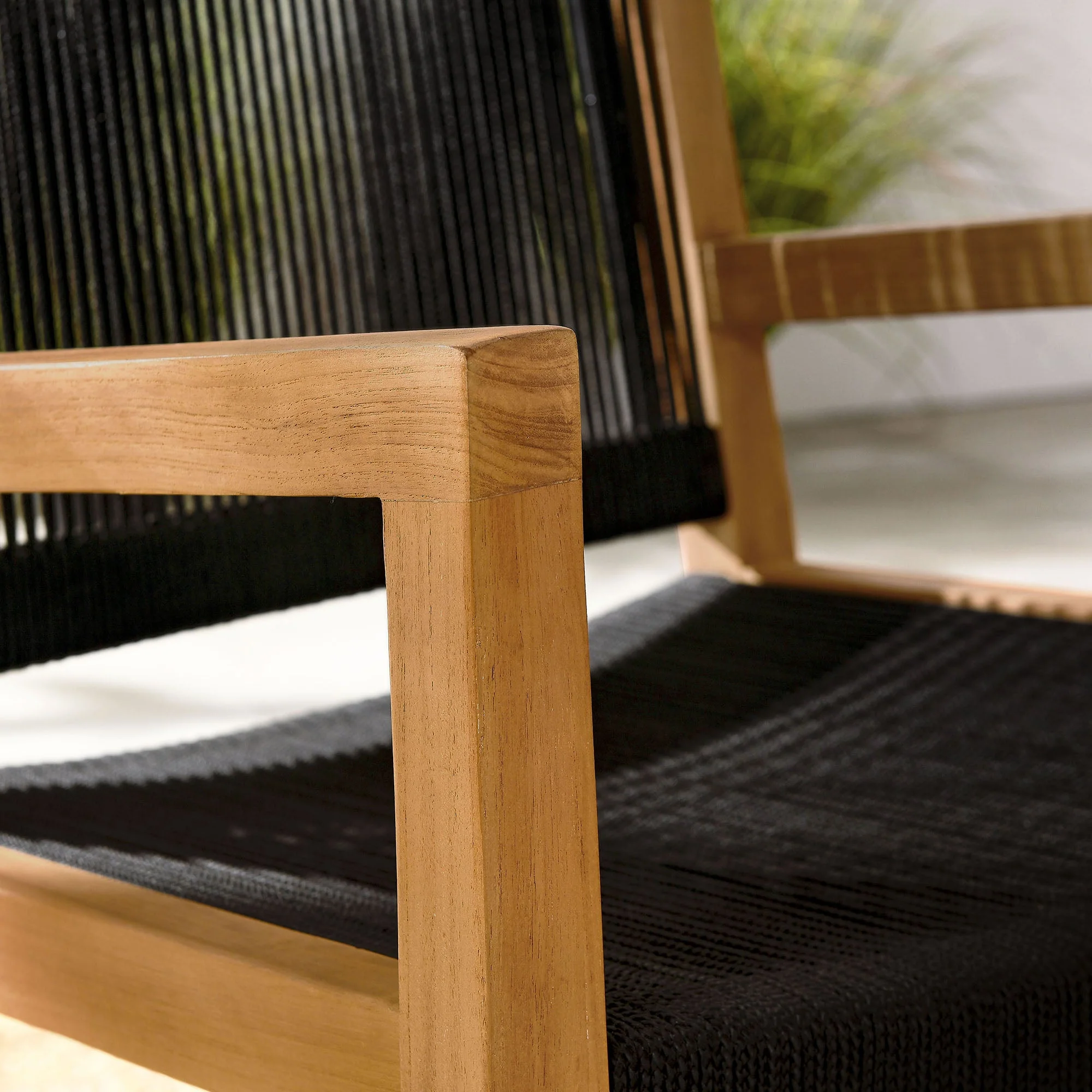 Vienna Outdoor Patio Teak and Rope Dining Armchairs Set of 2 - Image 13