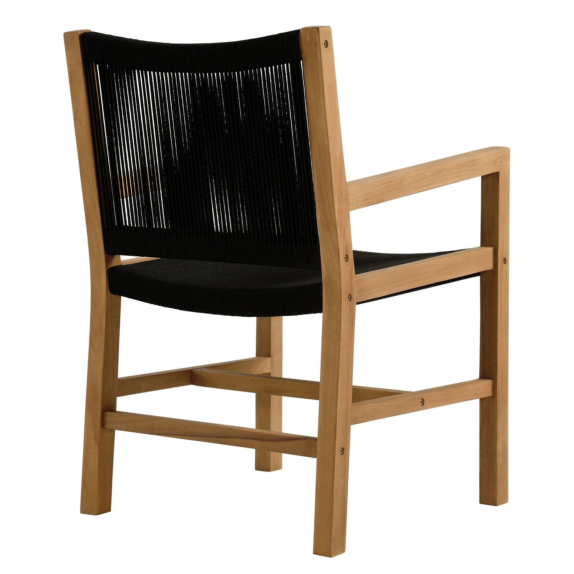 Vienna Outdoor Patio Teak and Rope Dining Armchairs Set of 2 - Image 16